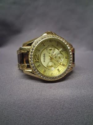 Fossil Riley Watch Unisex Day Date 24H Two Tone Band 38mm Case ES3343 Quartz - Thumbnail 3