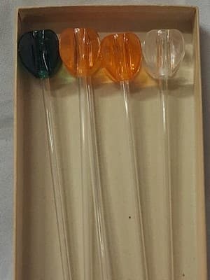 Vintage Mid Century Modern Boxes Swizzle Stick Sippers 5 Bar Drink Stirrers Set - Thumbnail 3