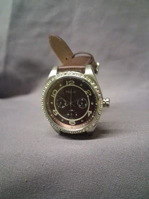 Fossil Womens Watch -BQ1093 40mm Silver Tone Case W/Crystal Accent Bezel - Thumbnail 2