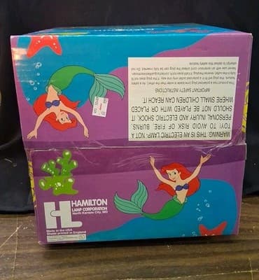 Little Mermaid Lamp With Glow in the Dark Shade, Violet Base - Rare Vintage - Thumbnail 9