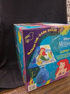 Little Mermaid Lamp With Glow in the Dark Shade, Violet Base - Rare Vintage - Thumbnail 3