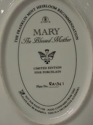 Franklin Mint Heirloom Mary The Blessed Mother 24 Carrot Gold Plate RA1361 - Thumbnail 3