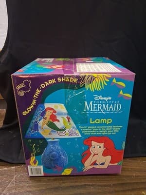 Little Mermaid Lamp With Glow in the Dark Shade, Violet Base - Rare Vintage - Thumbnail 2