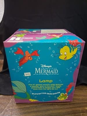 Little Mermaid Lamp With Glow in the Dark Shade, Violet Base - Rare Vintage - Thumbnail 5