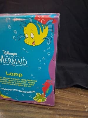 Little Mermaid Lamp With Glow in the Dark Shade, Violet Base - Rare Vintage - Thumbnail 7