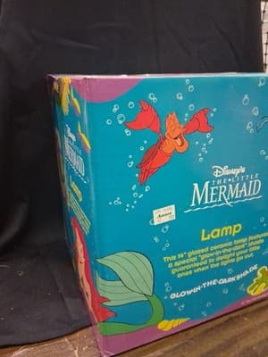 Little Mermaid Lamp With Glow in the Dark Shade, Violet Base - Rare Vintage - Thumbnail 6