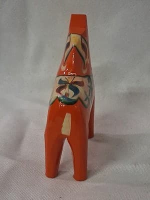 PAIR Nils Olsson Dala Horses Swedish Folk Art Hand Painted Figurines - Thumbnail 8