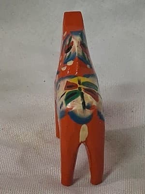 PAIR Nils Olsson Dala Horses Swedish Folk Art Hand Painted Figurines - Thumbnail 3
