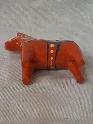 PAIR Nils Olsson Dala Horses Swedish Folk Art Hand Painted Figurines - Thumbnail 5