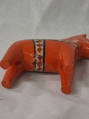 PAIR Nils Olsson Dala Horses Swedish Folk Art Hand Painted Figurines - Thumbnail 12