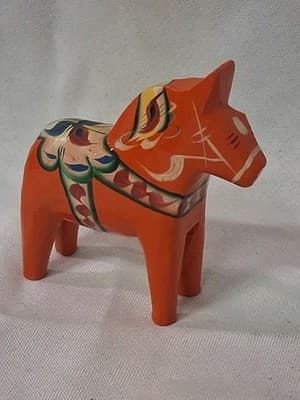 PAIR Nils Olsson Dala Horses Swedish Folk Art Hand Painted Figurines - Thumbnail 7