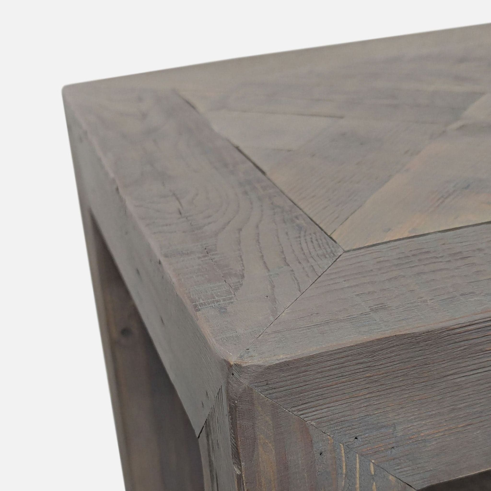 Rustic Wood End Table with Herringbone Top and Shelf - Thumbnail 8