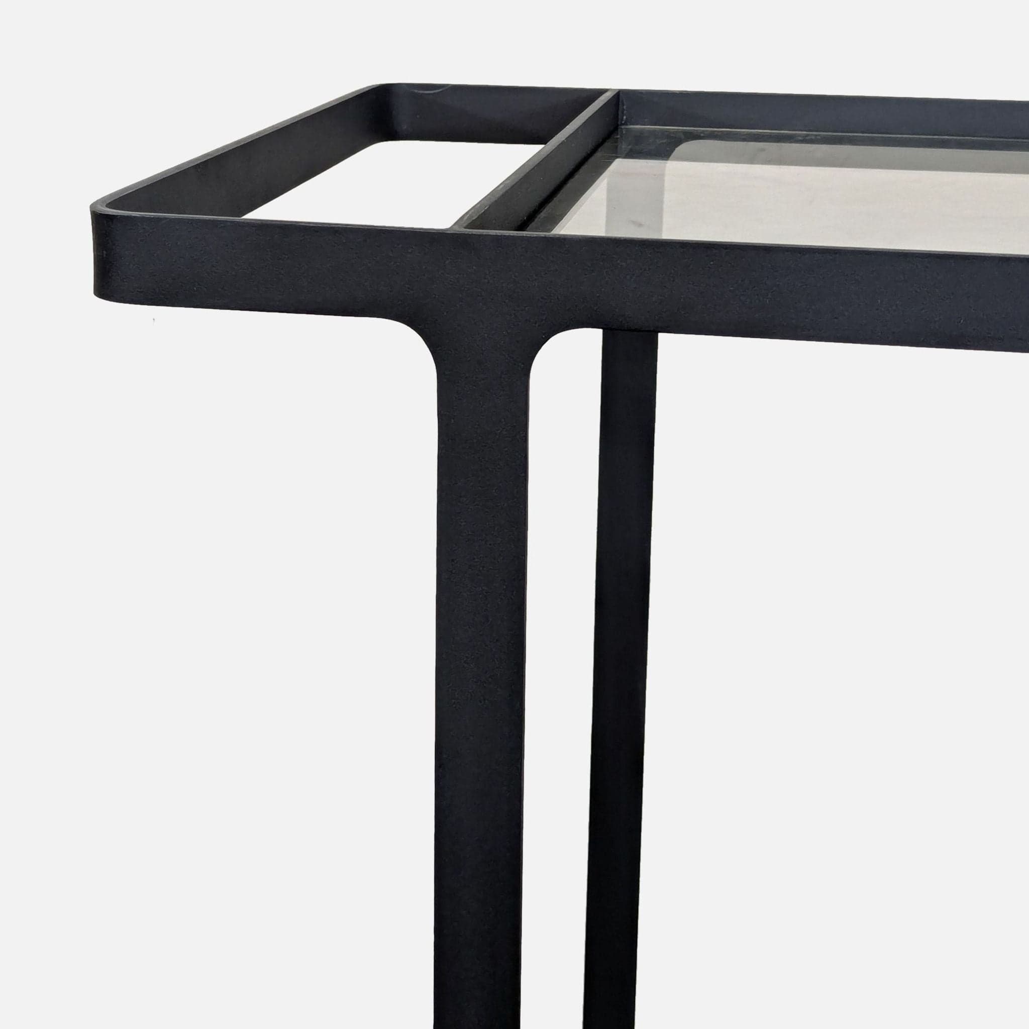 Two Tier Glass and Metal Console Table on Castors - Thumbnail 5