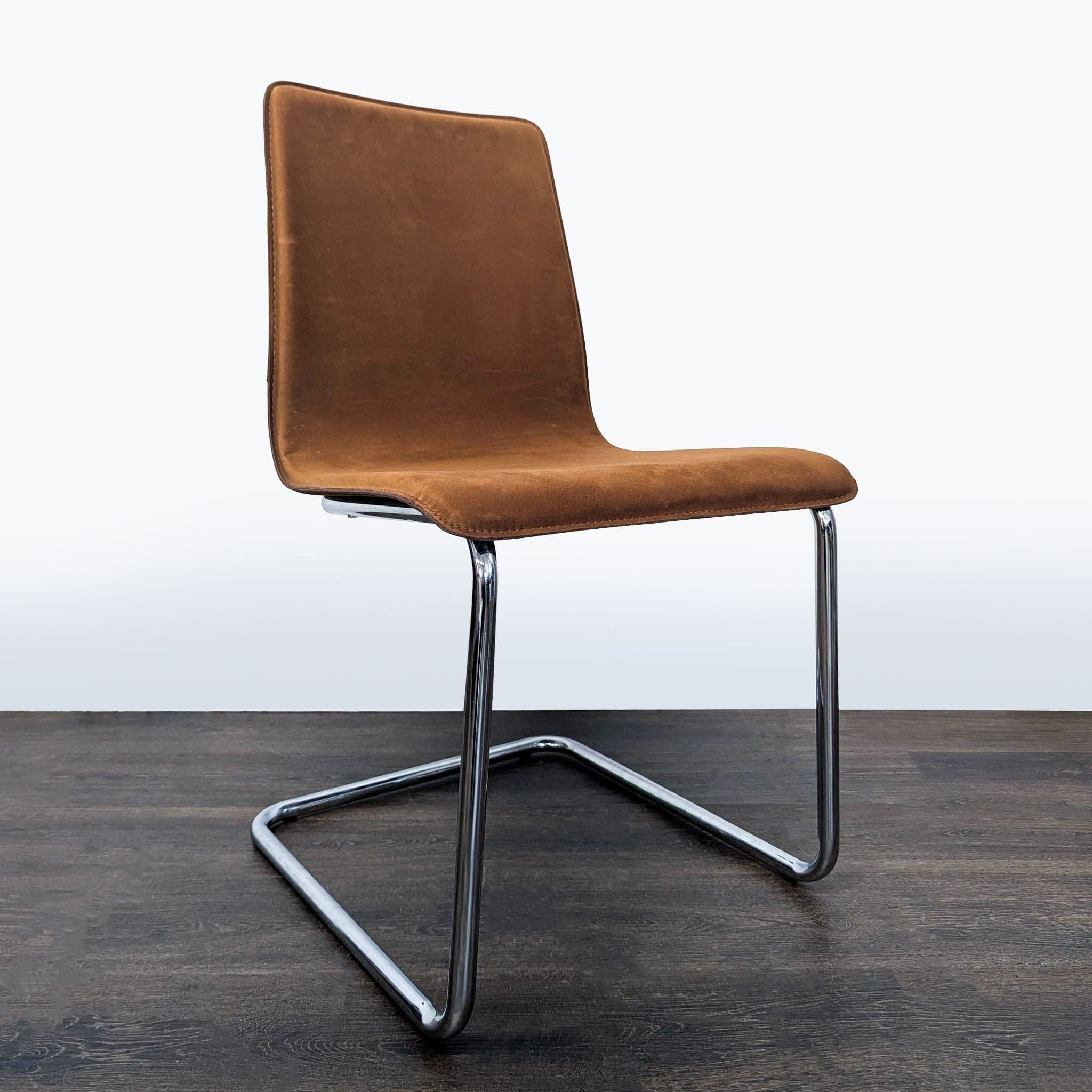 CB2 Leather/Suede Dining Chair on Chrome Frame - Thumbnail 2