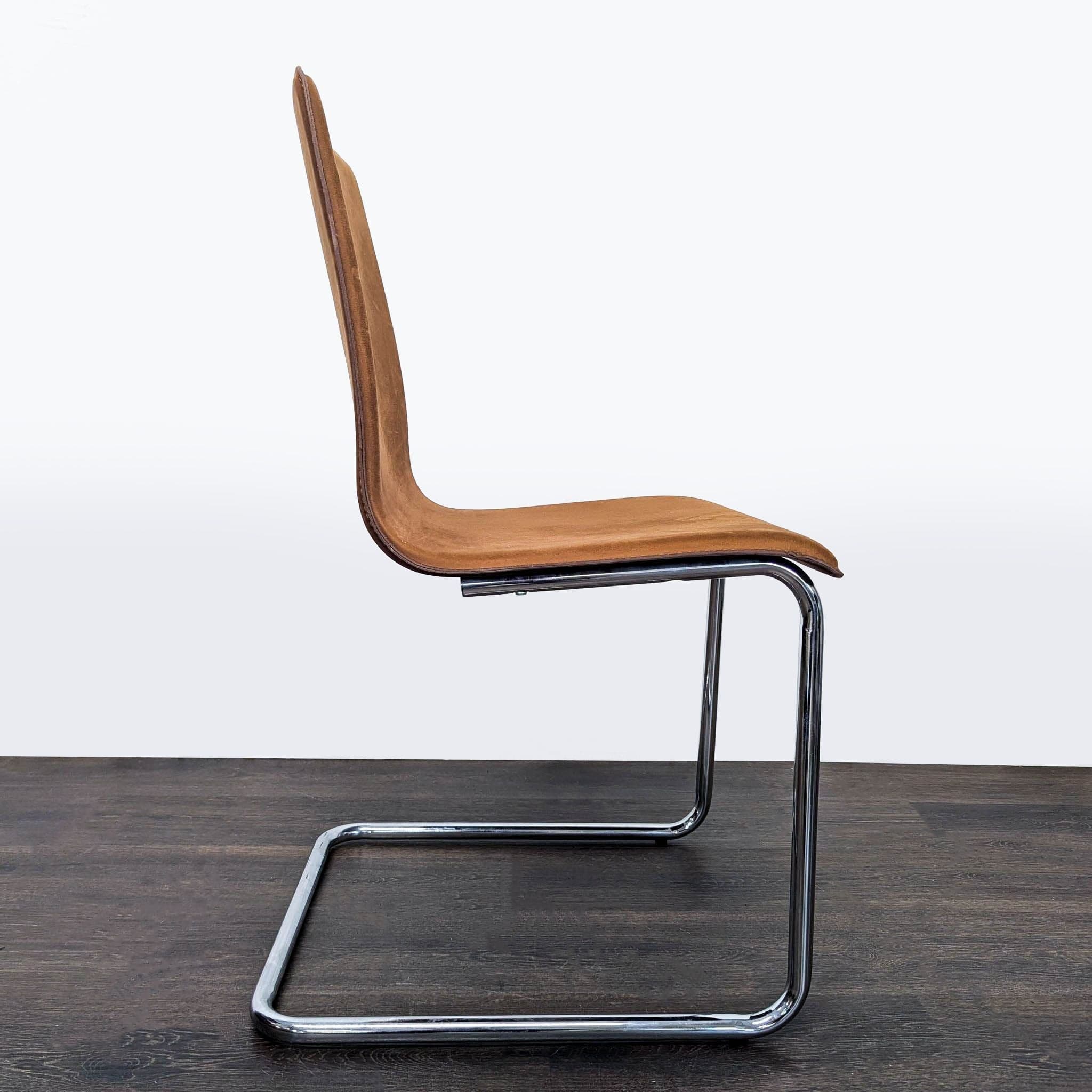 CB2 Leather/Suede Dining Chair on Chrome Frame - Thumbnail 3