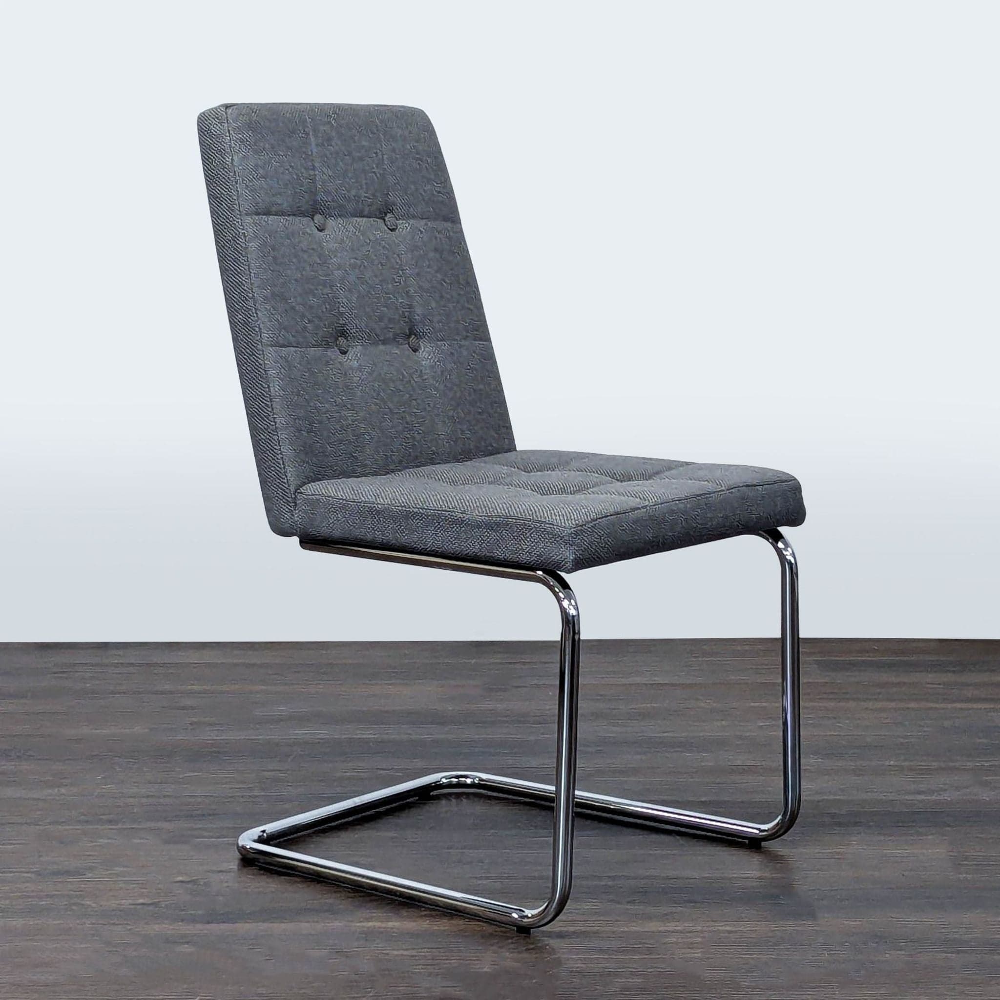 CB2 Button Tufted Dining Chair on a Metal Frame - Thumbnail 2