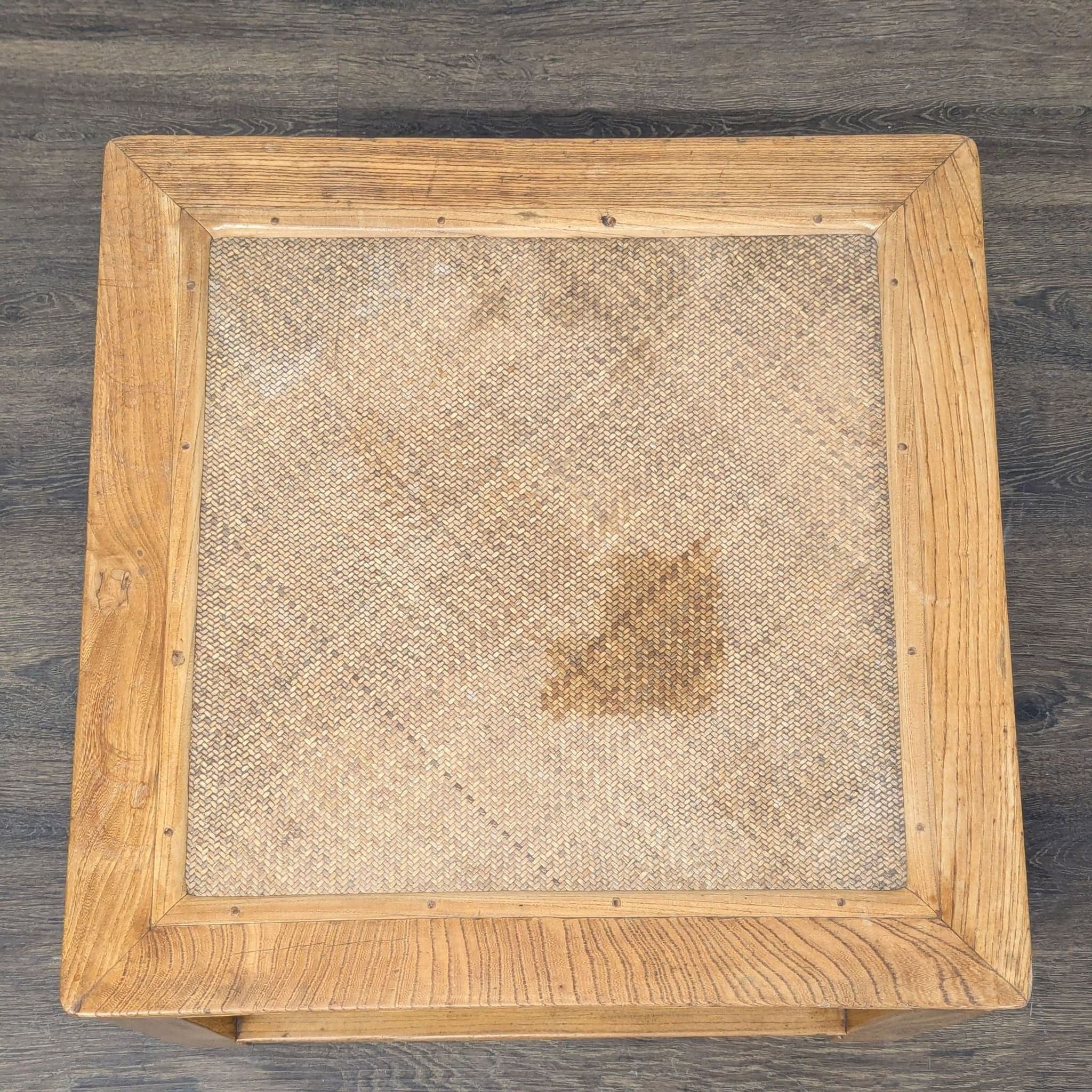 Ming Style Coffee Table with Woven Rattan Top - Thumbnail 4