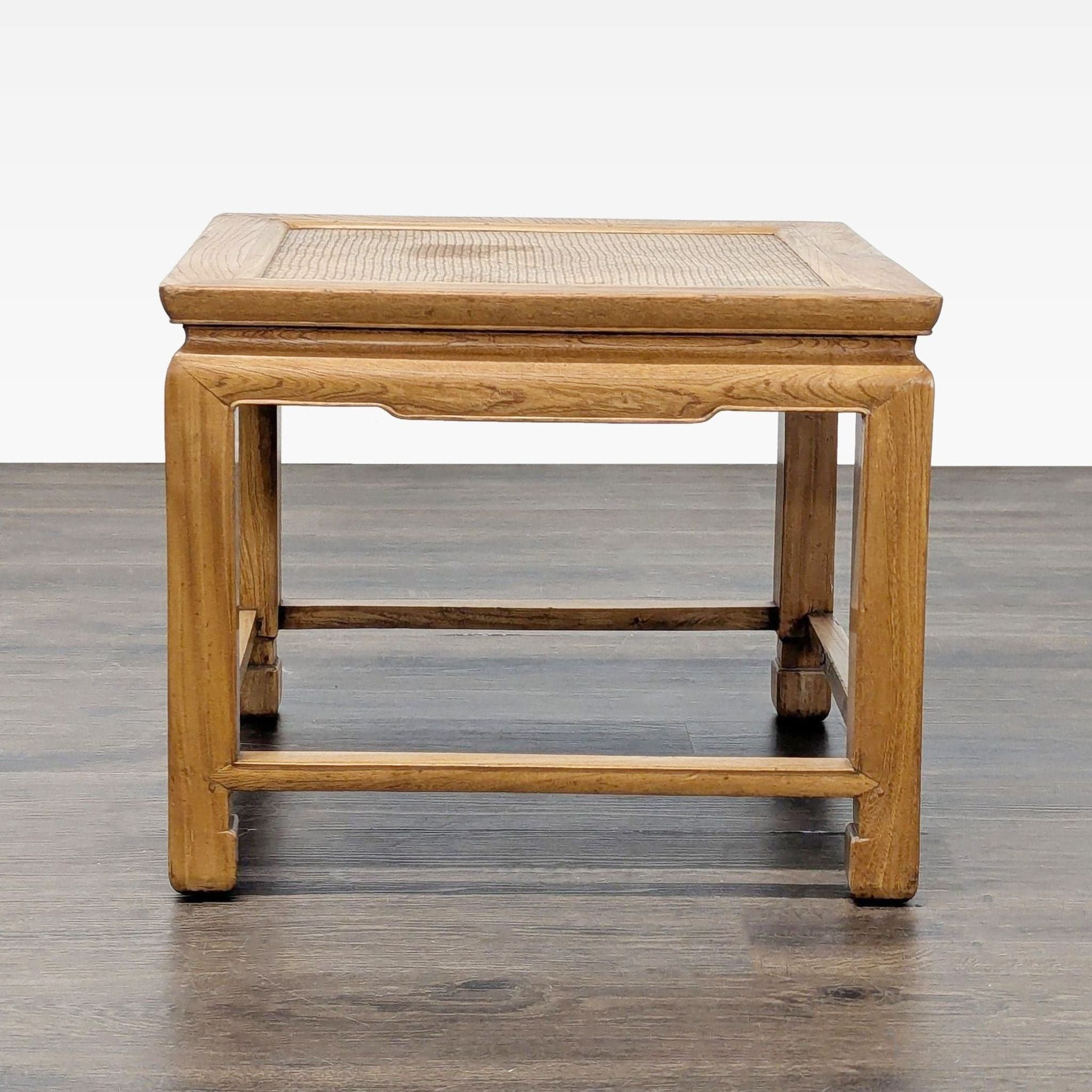Ming Style Coffee Table with Woven Rattan Top - Thumbnail 3