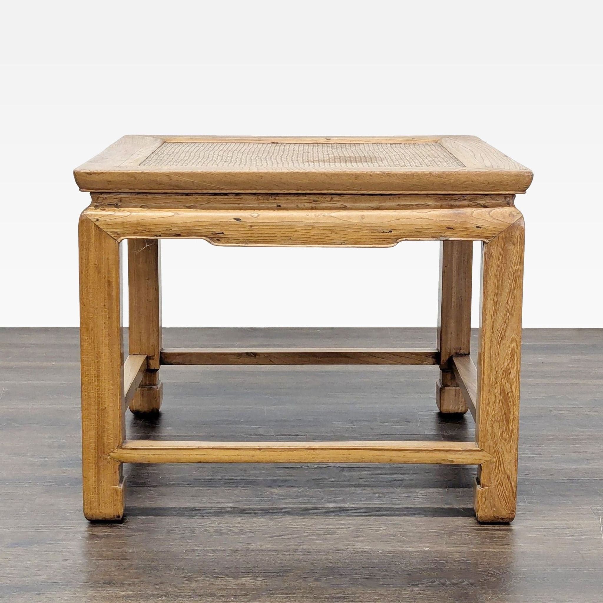 Ming Style Coffee Table with Woven Rattan Top - Thumbnail 5