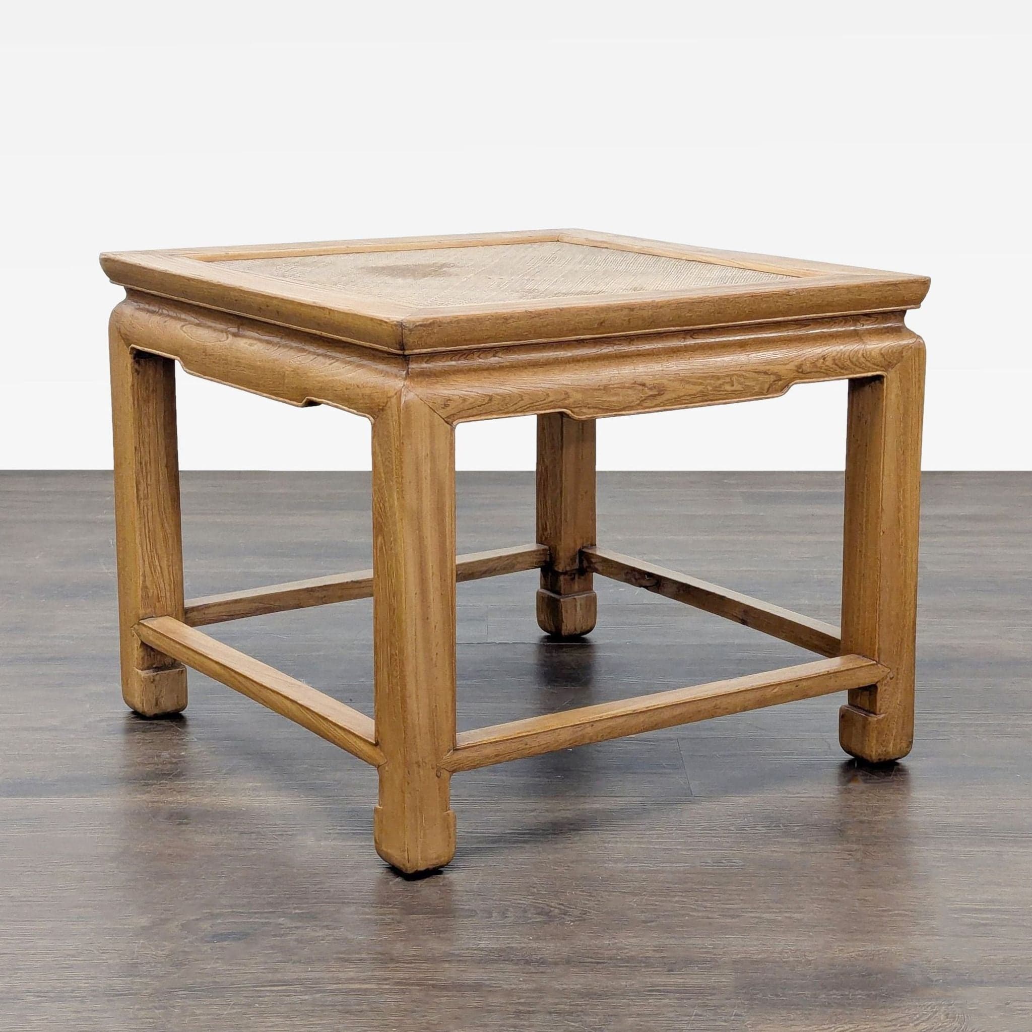 Ming Style Coffee Table with Woven Rattan Top - Thumbnail 2