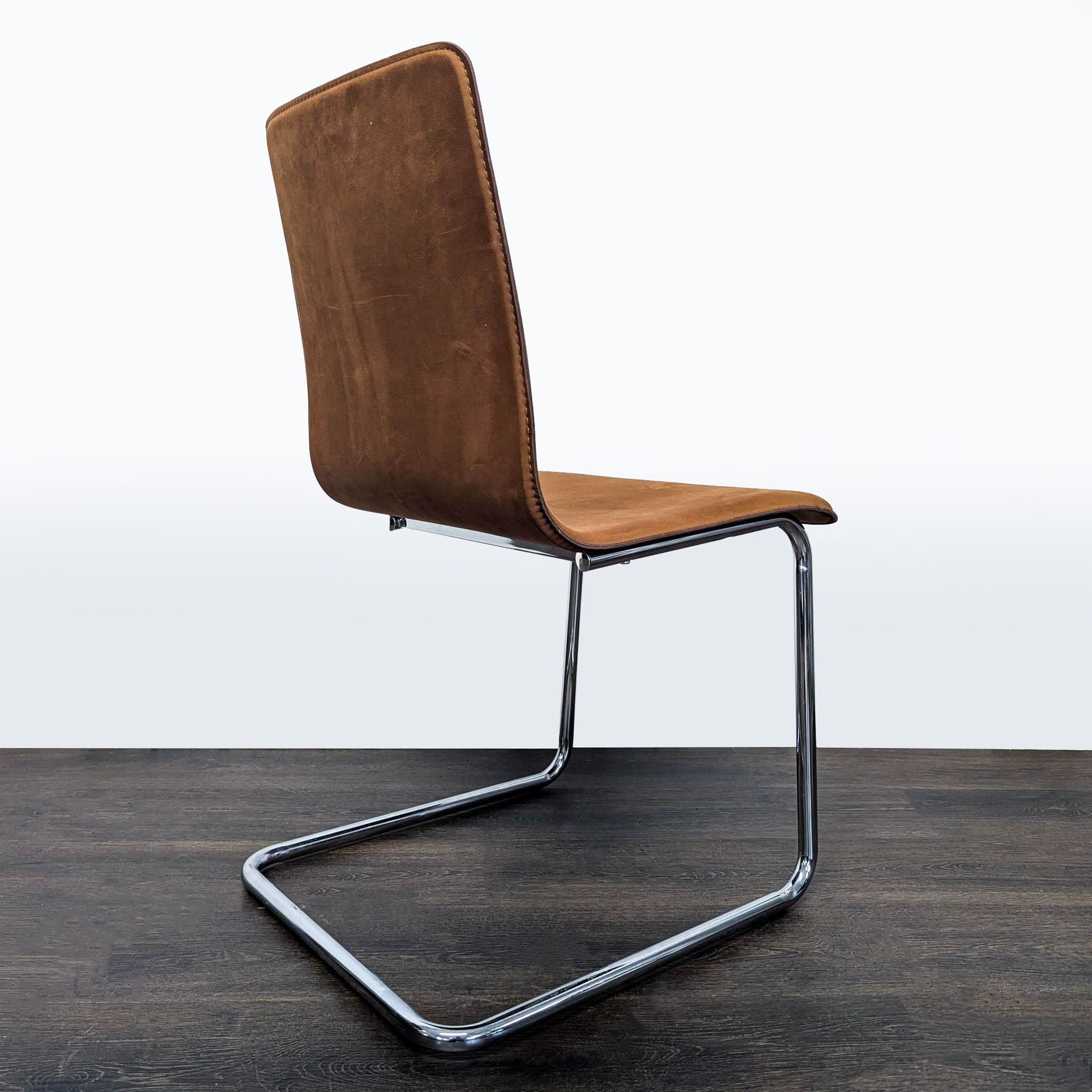 CB2 Leather/Suede Dining Chair on Chrome Frame - Thumbnail 4