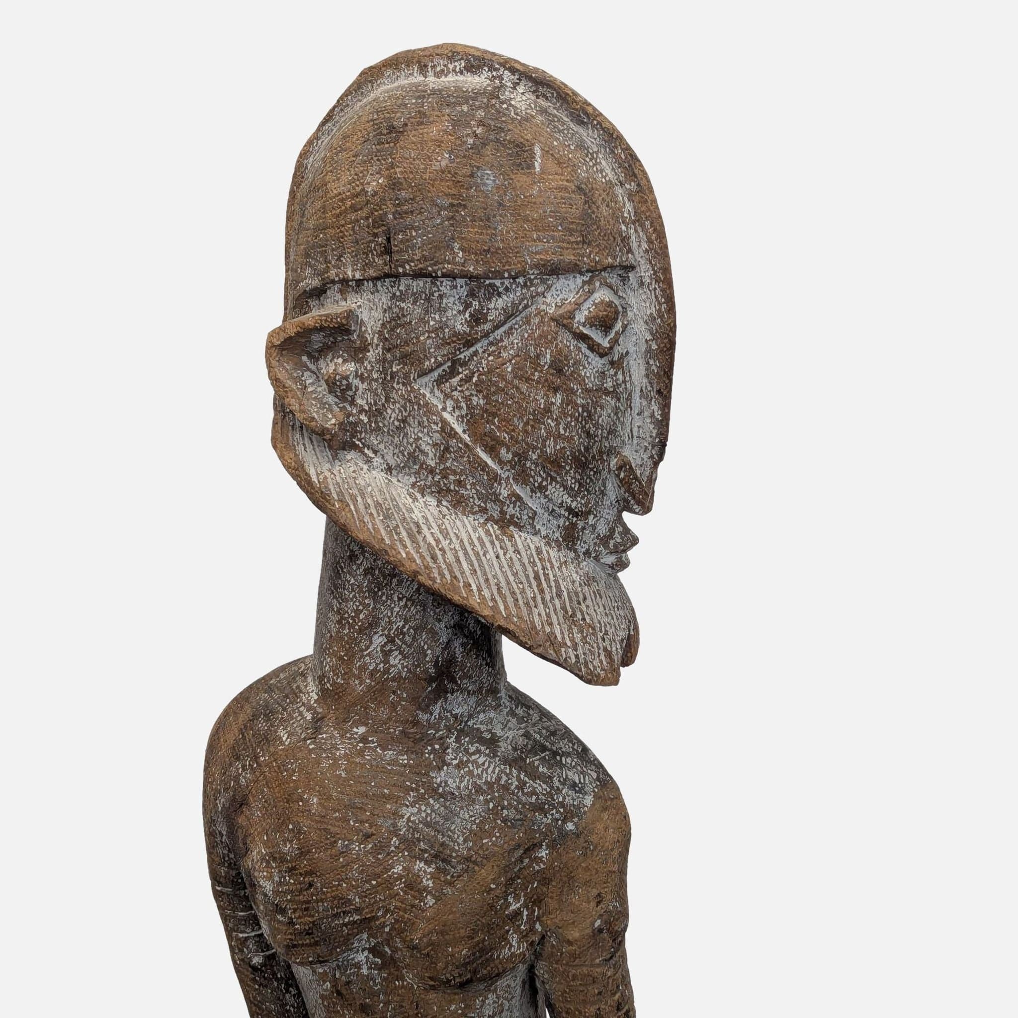 Monumental Hand-Carved African Style Wood Figure Sculpture on Metal Base - Thumbnail 8