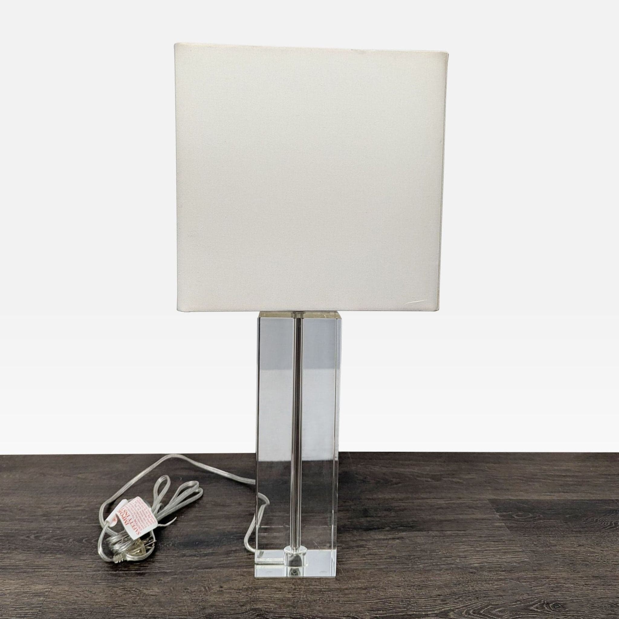 Room & Board Madison Modern Table Lamp with Lead Crystal Base and White Rectangular Shade - Thumbnail 2