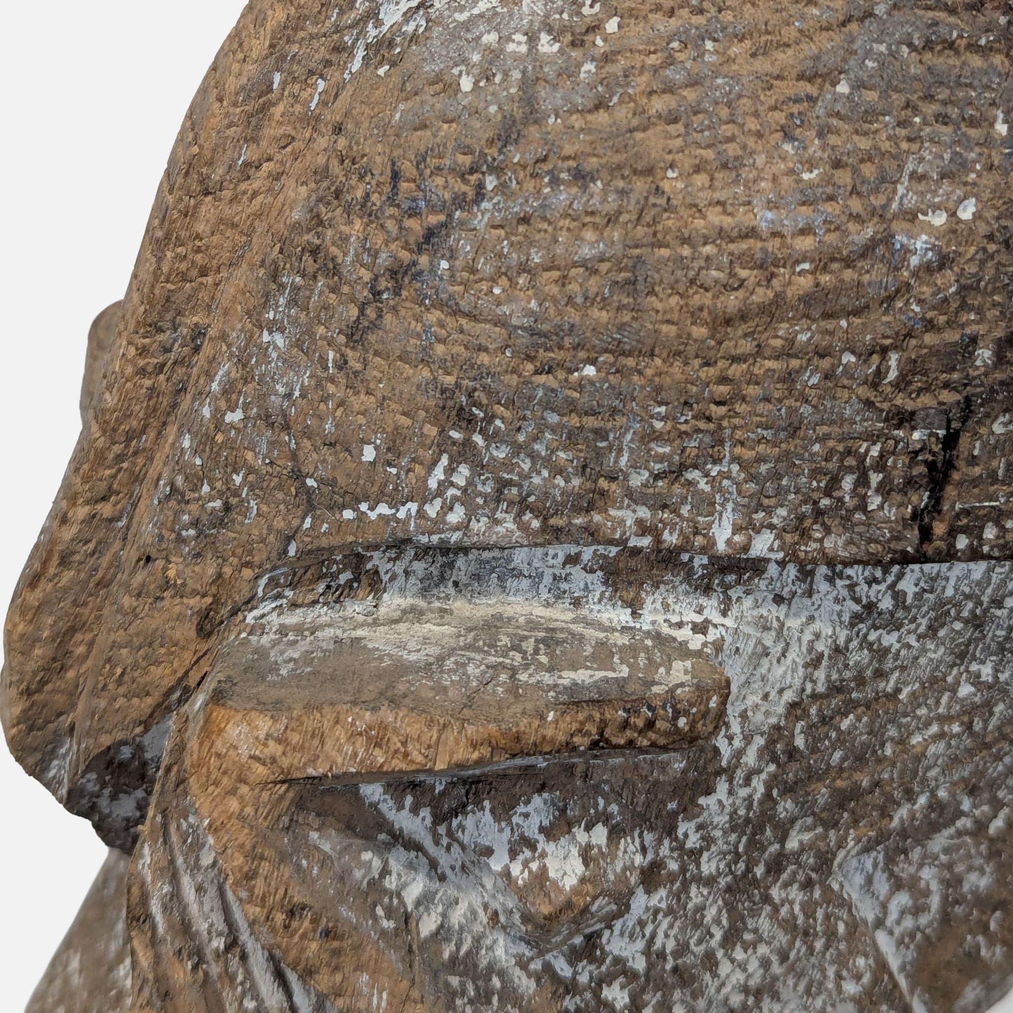 Monumental Hand-Carved African Style Wood Figure Sculpture on Metal Base - Thumbnail 5