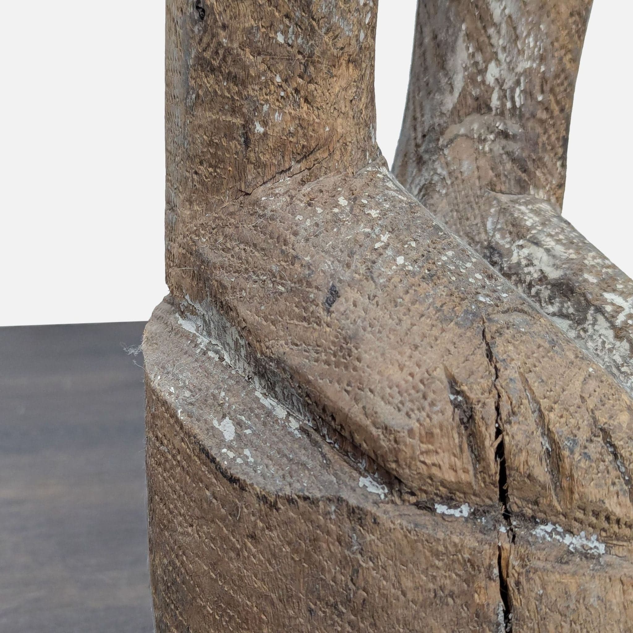 Monumental Hand-Carved African Style Wood Figure Sculpture on Metal Base - Thumbnail 6