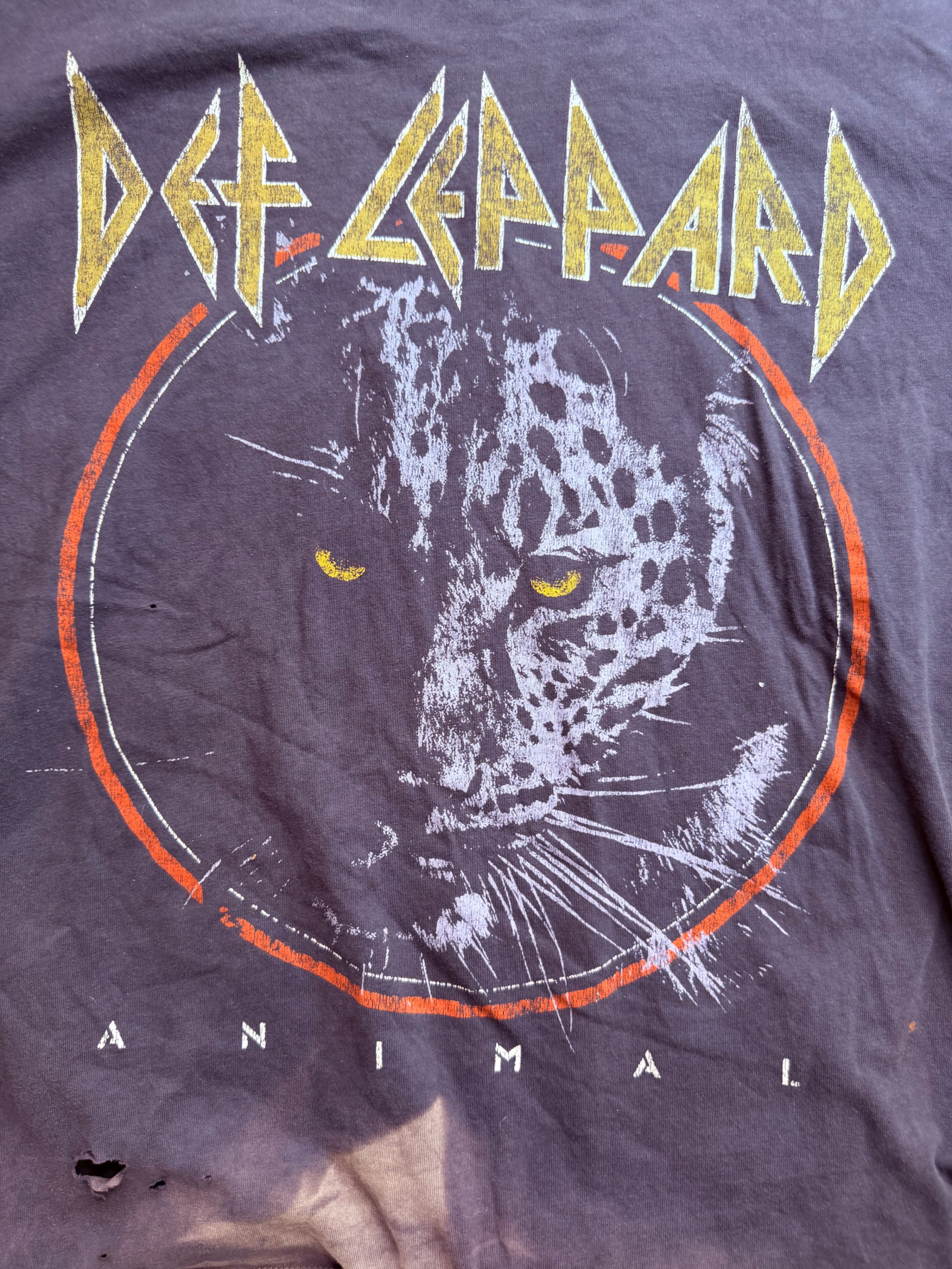 H&M Def Leppard Animal Graphic Tee Mens Sz L Faded Distressed - Thumbnail 10
