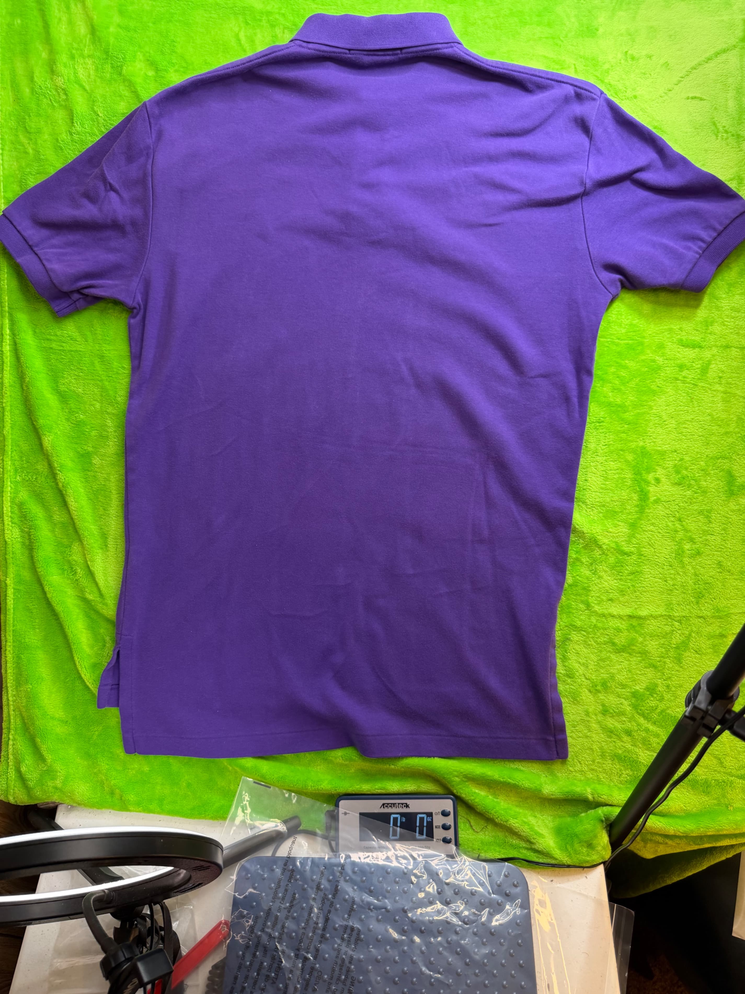 Vtg Polo Ralph Lauren Mesh Polo Shirt Mens Sz S Purple Yellow Pony - Thumbnail 5