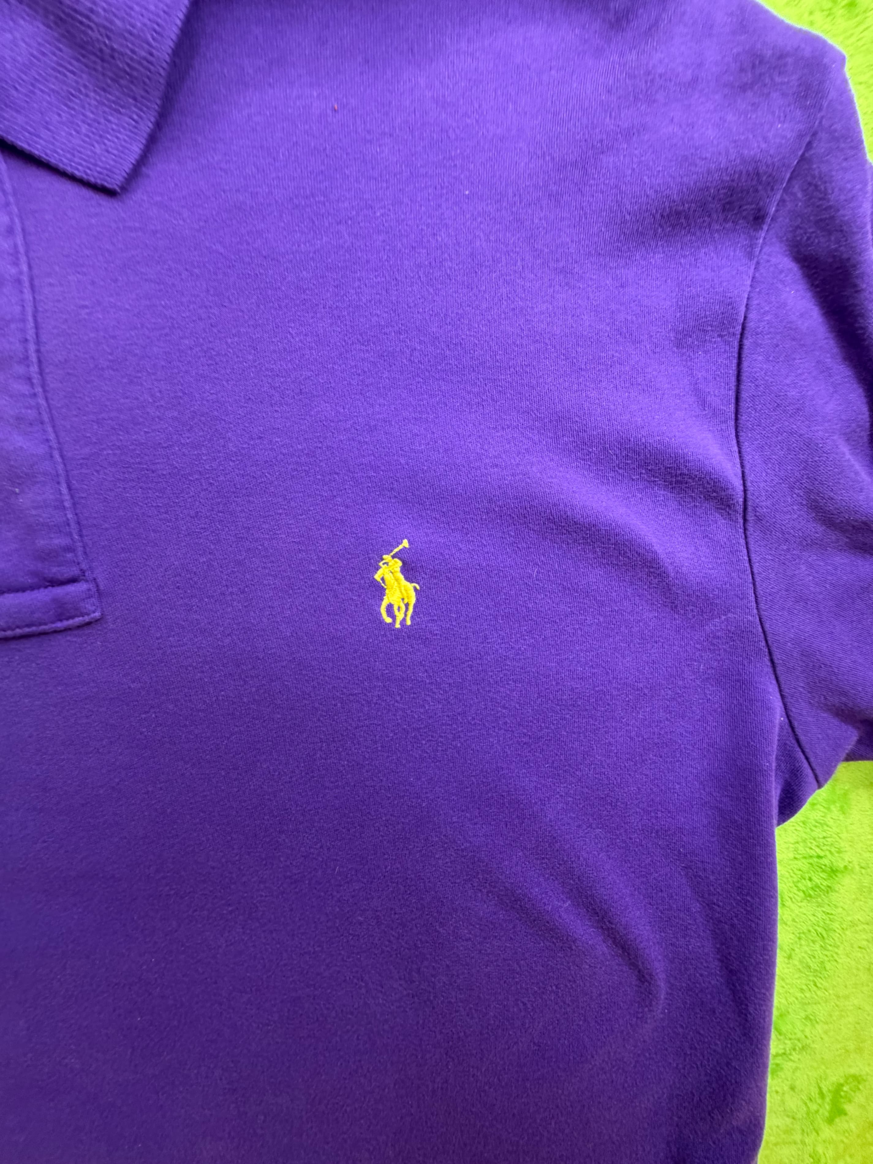Vtg Polo Ralph Lauren Mesh Polo Shirt Mens Sz S Purple Yellow Pony - Thumbnail 6