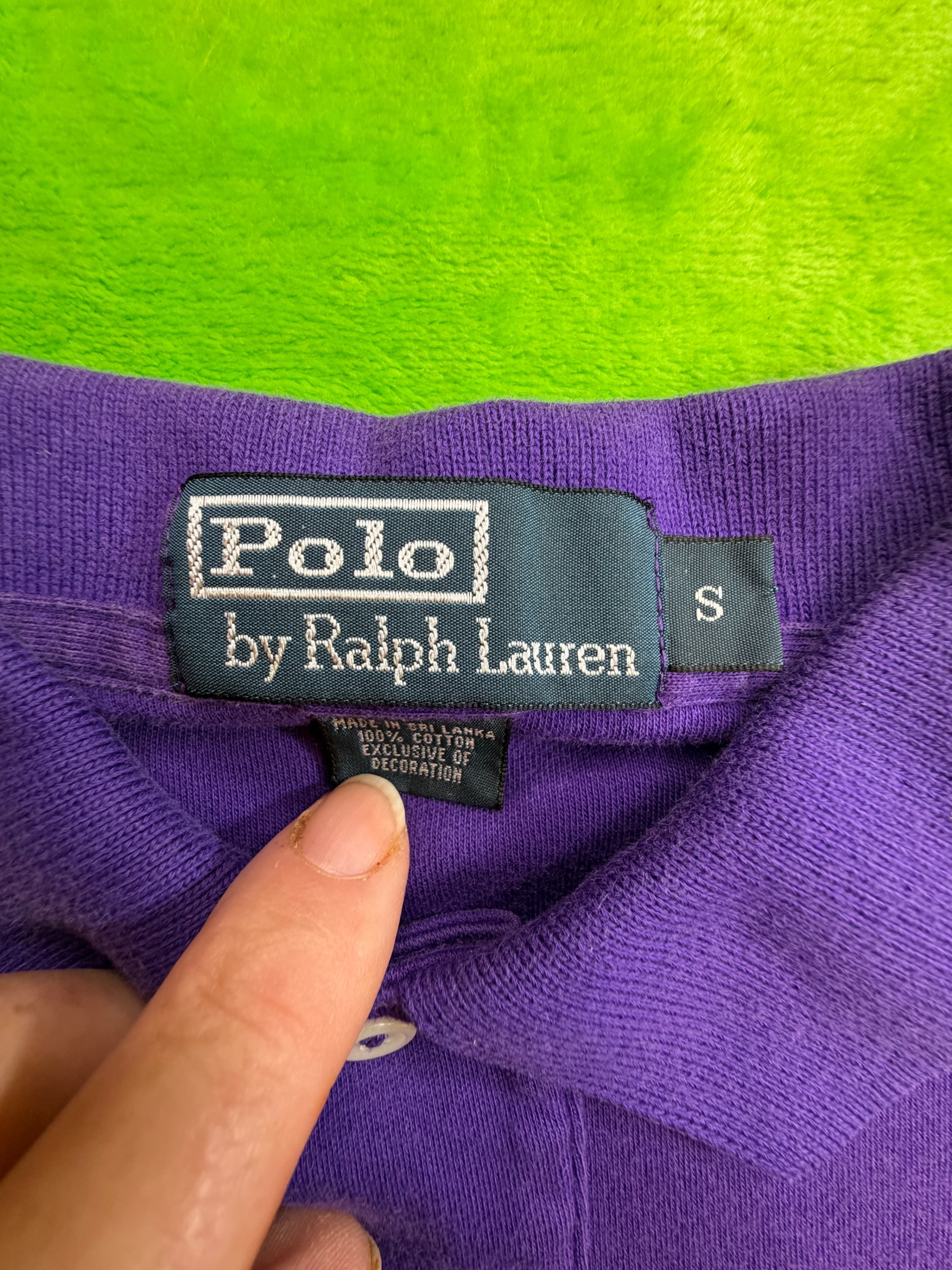 Vtg Polo Ralph Lauren Mesh Polo Shirt Mens Sz S Purple Yellow Pony - Thumbnail 7