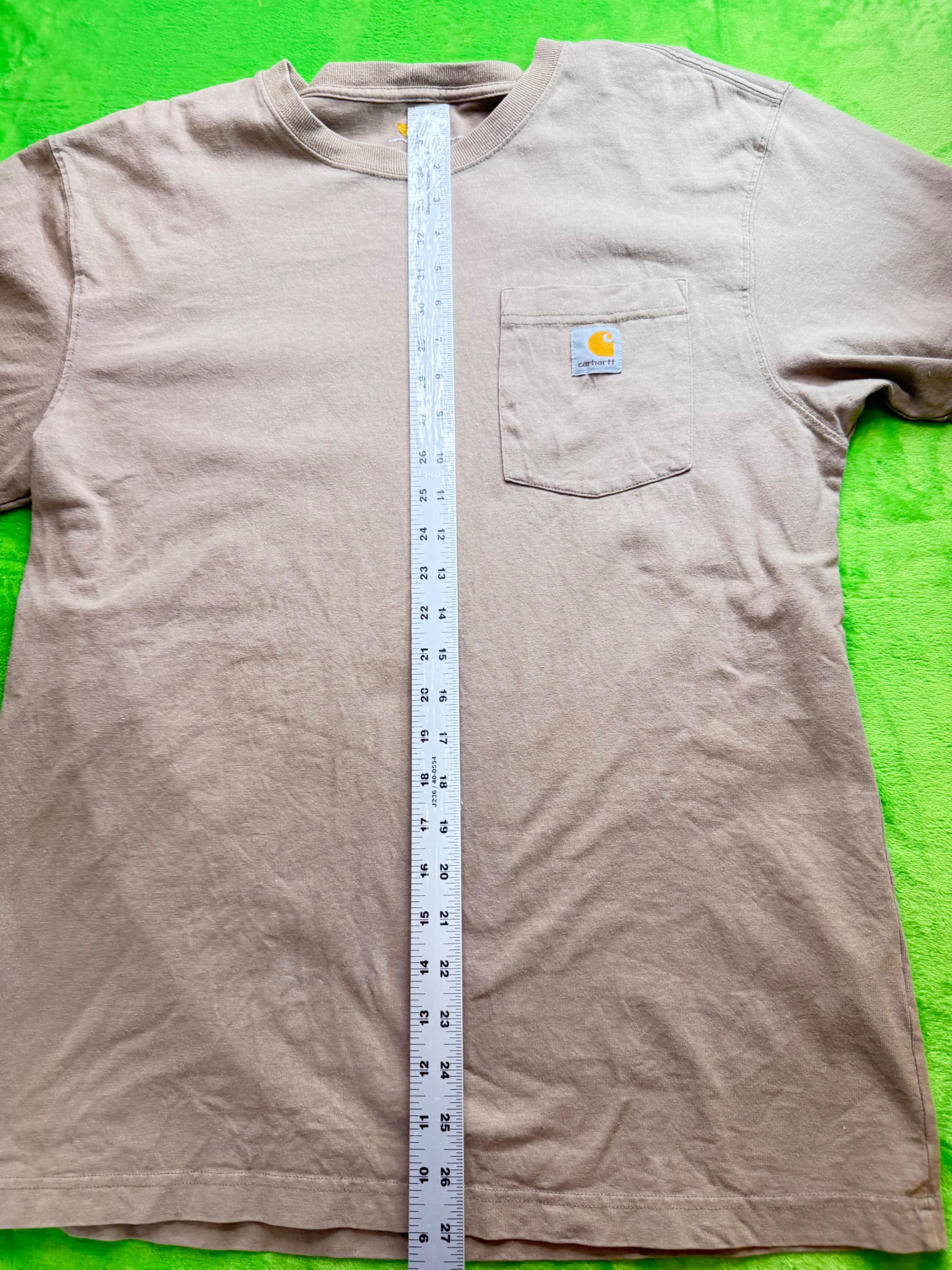 Carhartt Original Fit Pocket T-Shirt Mens Sz M Tan Khaki K87 - Thumbnail 3