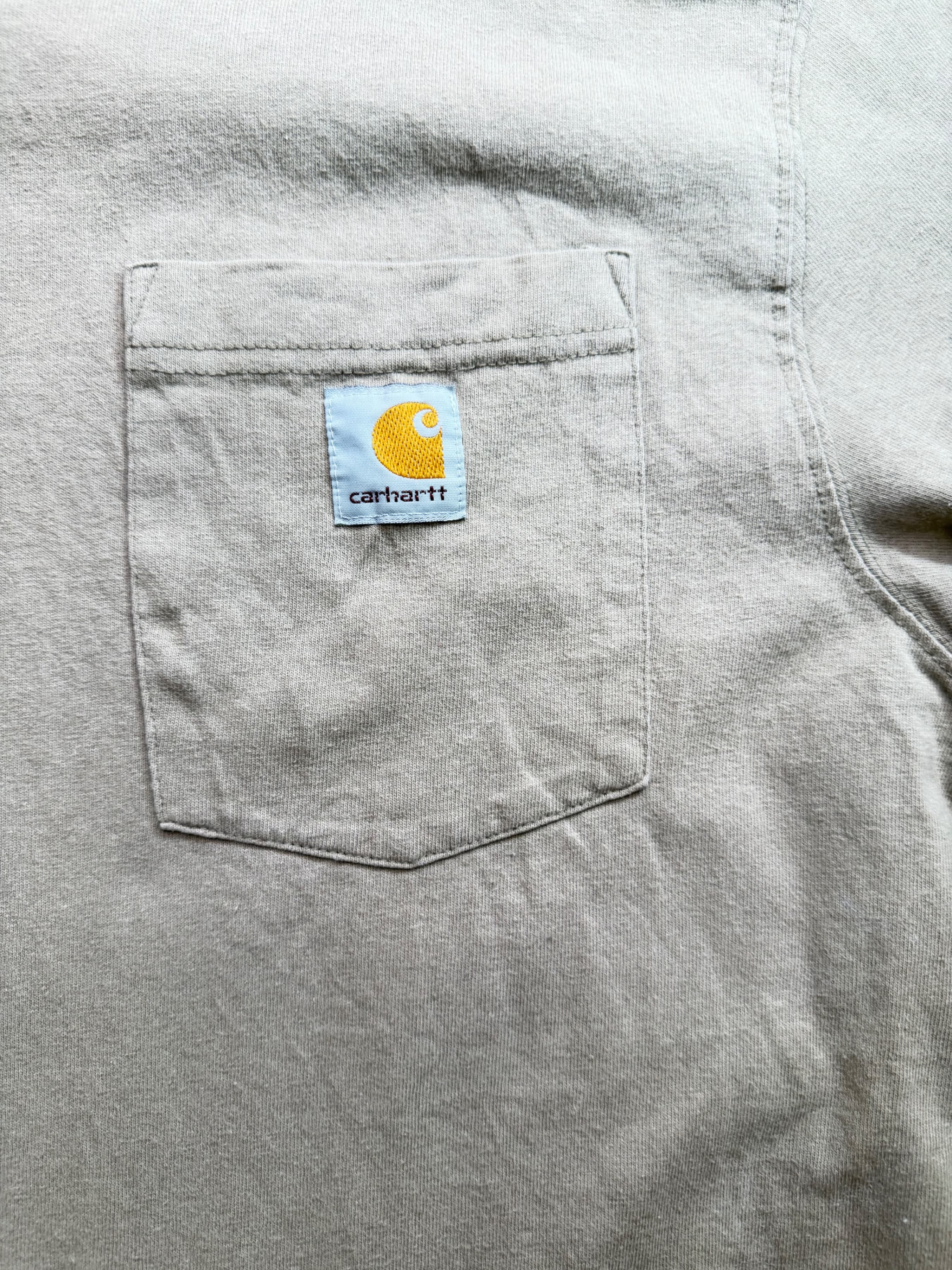 Carhartt Original Fit Pocket T-Shirt Mens Sz M Tan Khaki K87 - Thumbnail 5