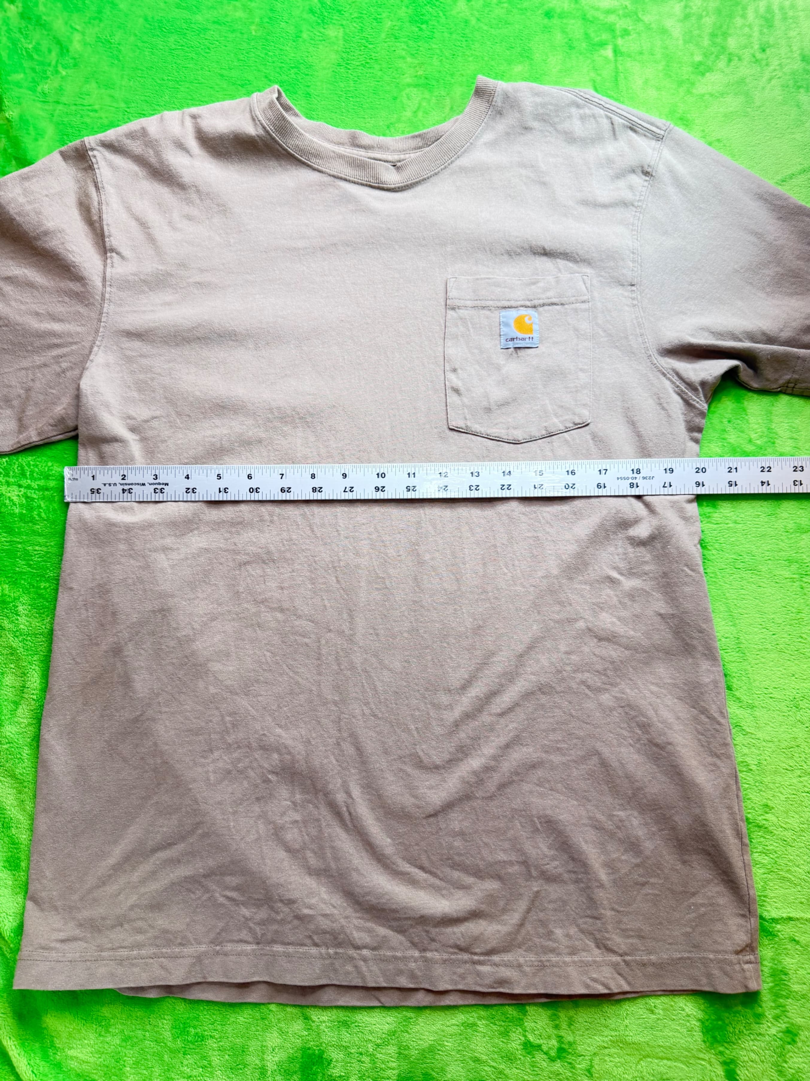 Carhartt Original Fit Pocket T-Shirt Mens Sz M Tan Khaki K87 - Thumbnail 6