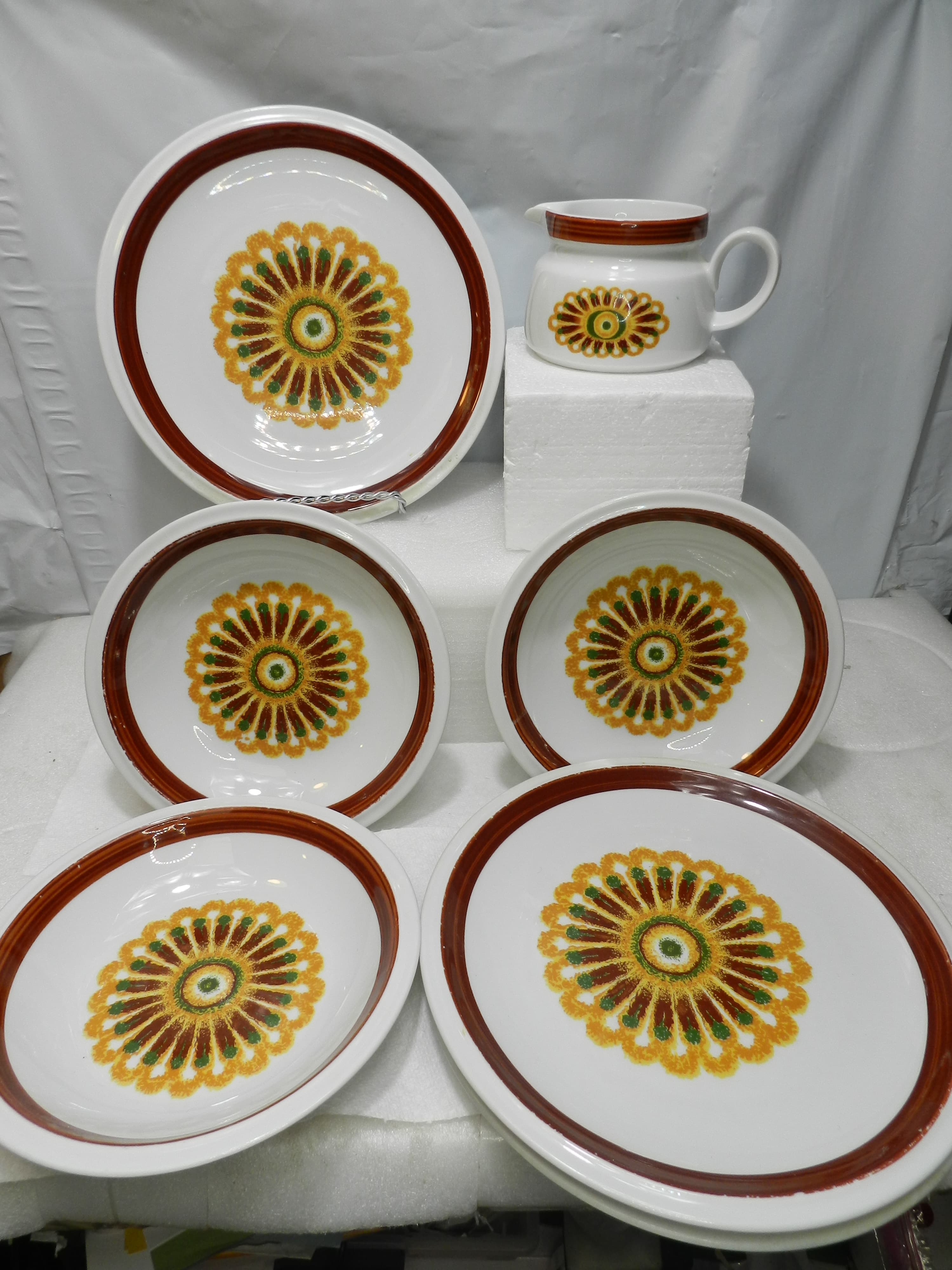7 PC Vintage Retro Winterling Bavaria Sunflower Ceramic Dinnerware Germany N33J - Thumbnail 2