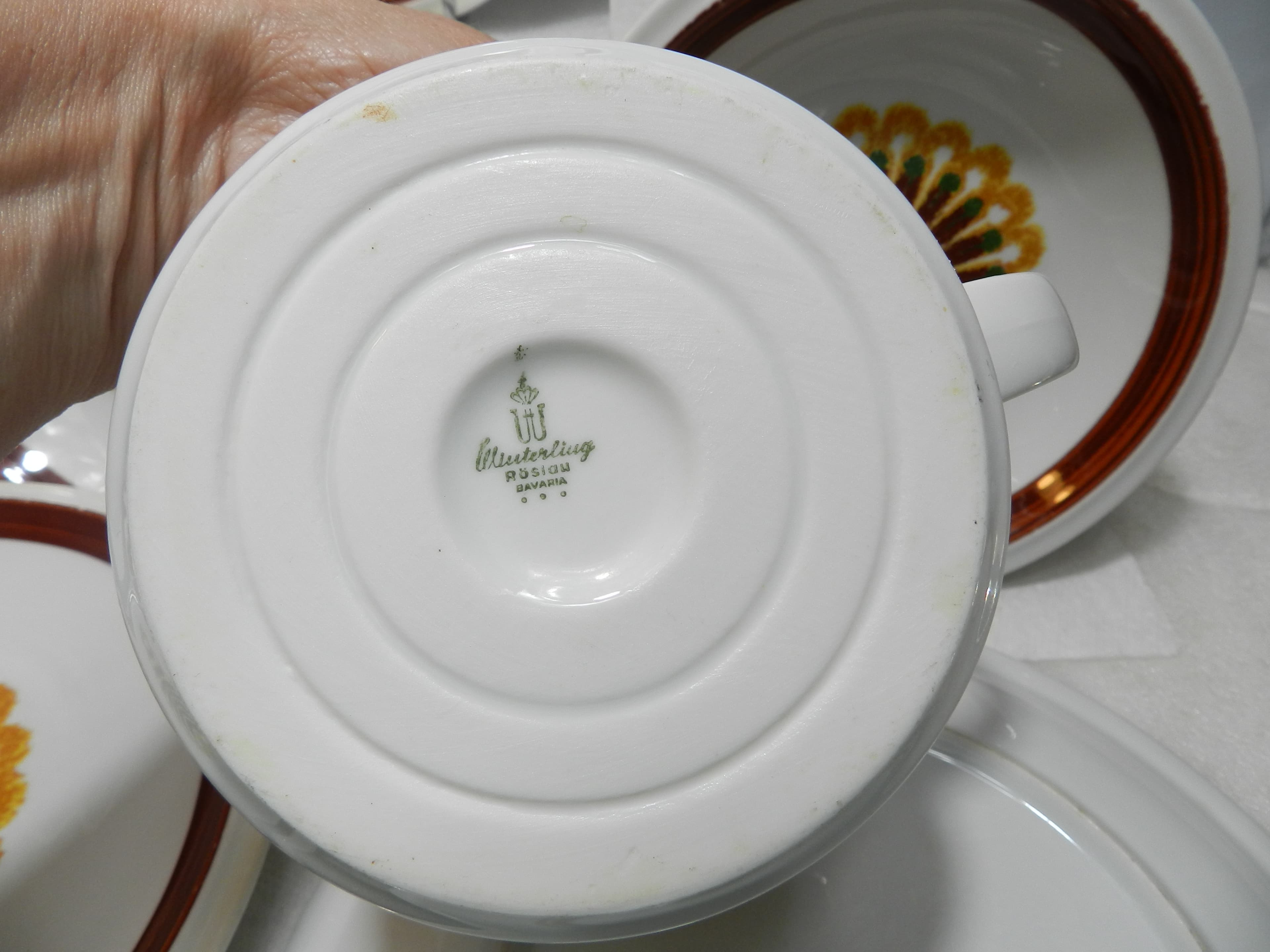 7 PC Vintage Retro Winterling Bavaria Sunflower Ceramic Dinnerware Germany N33J - Thumbnail 5