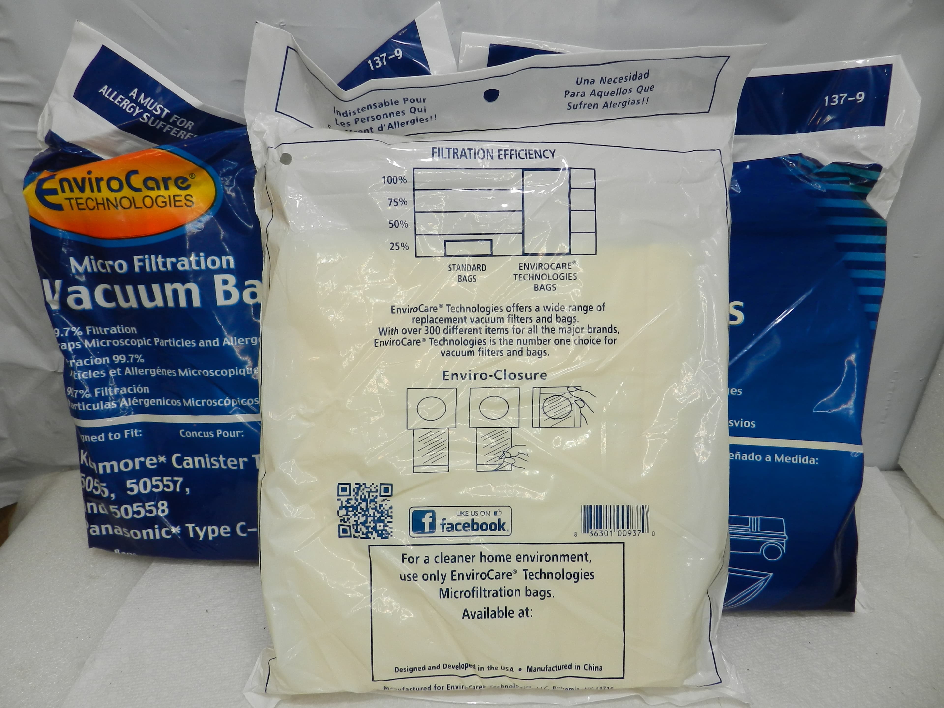 27 Bags EnviroCare Kenmore Micro Filtration Canister C Vacuum Bags 137-9 (N35K) - Thumbnail 4