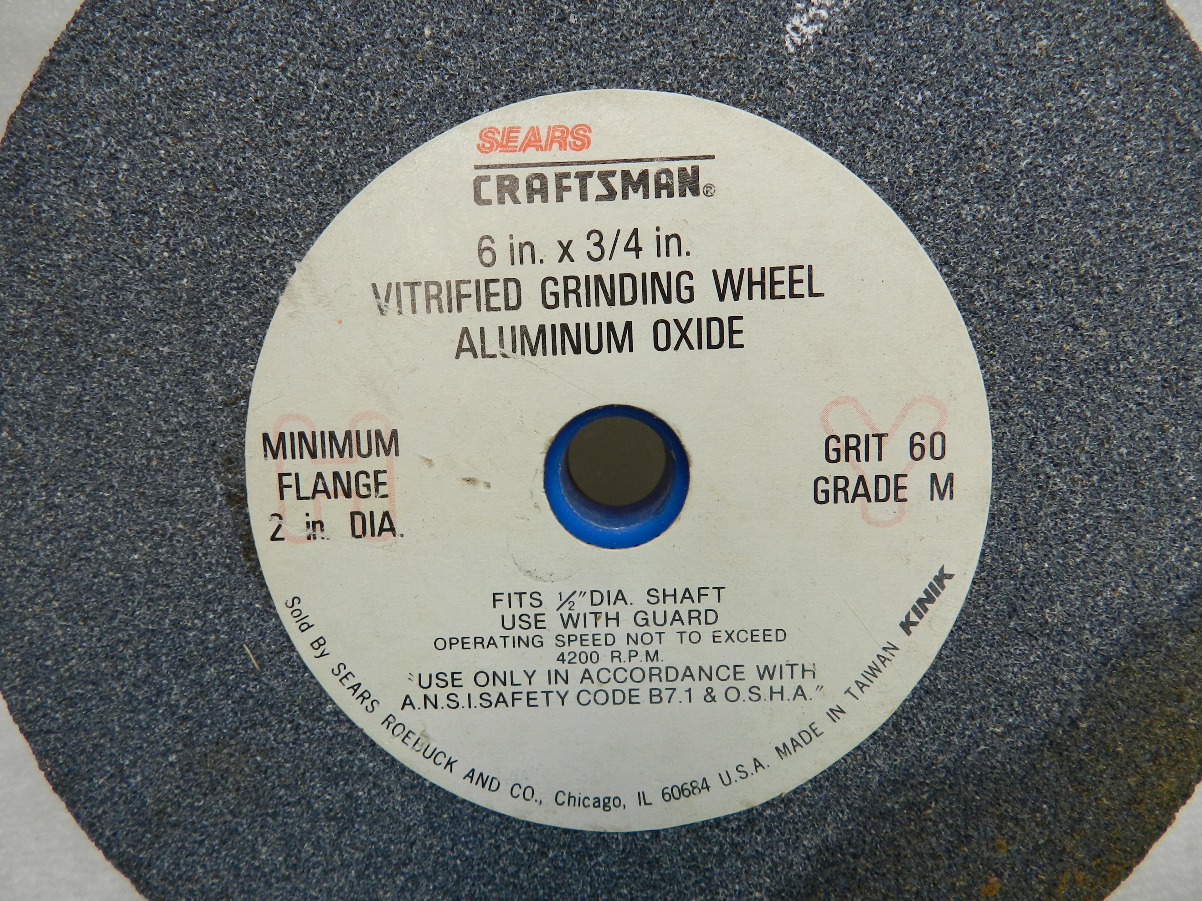 VTG SEARS Craftsman 6”x3/4" Vitrified Grinding Wheel Aluminum Oxide Grit 60 N36J - Thumbnail 4