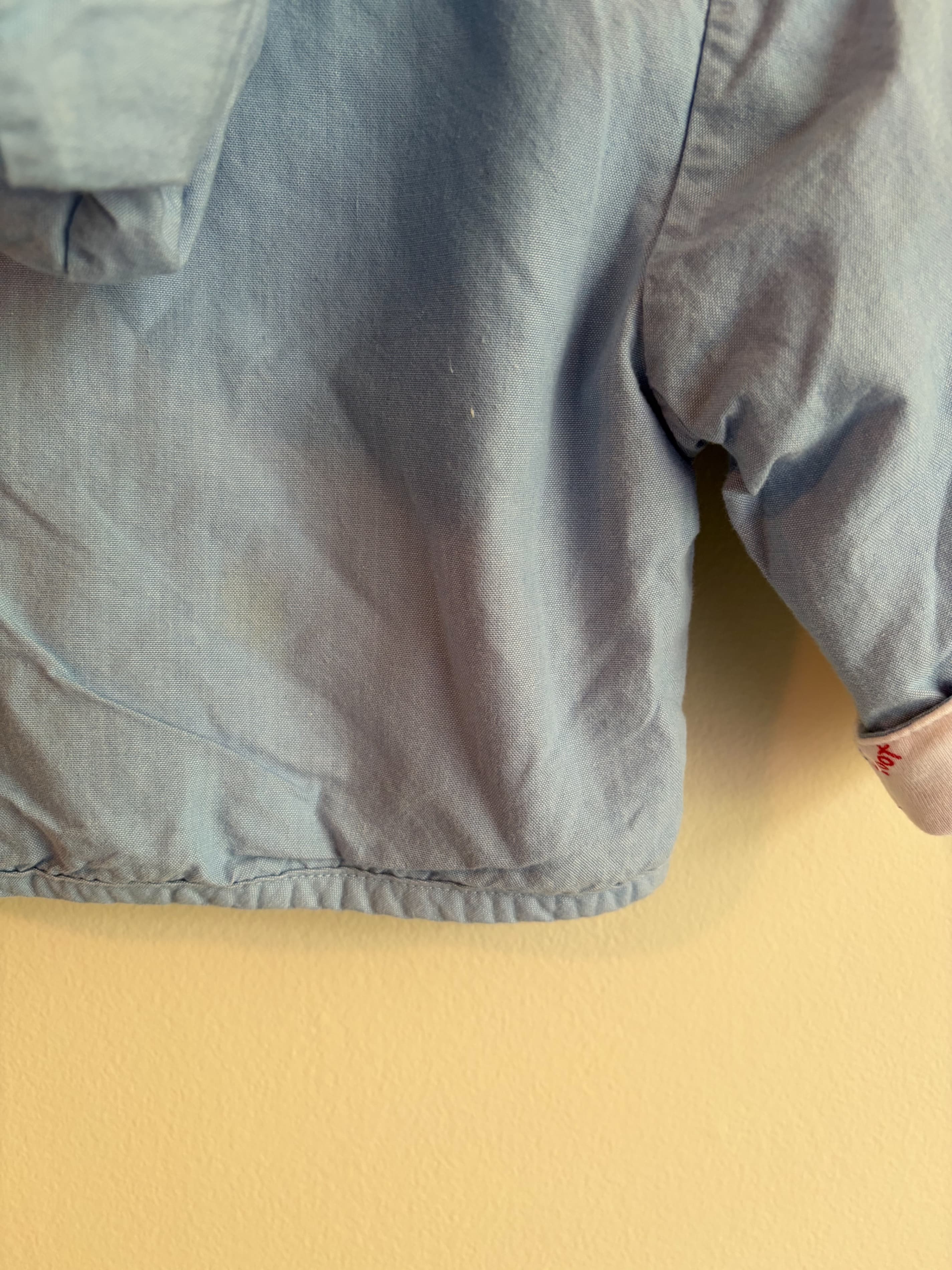 Little Red Caboose boys size 0-3 months Blue Hooded Jacket with Train Embroidery - Thumbnail 4
