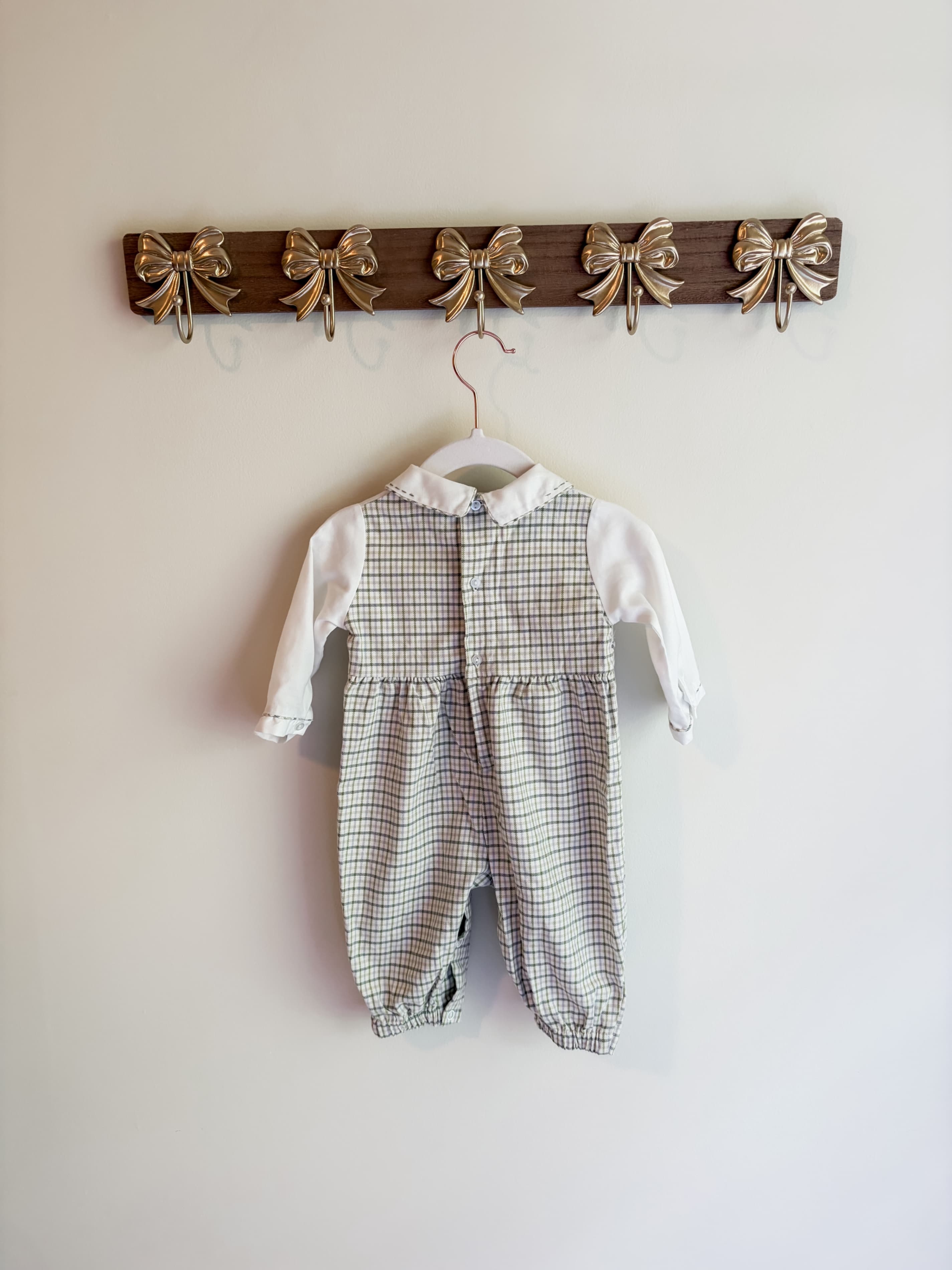 Carriage Boutiques Checked Romper with Embroidered Collar size 6M - Thumbnail 2