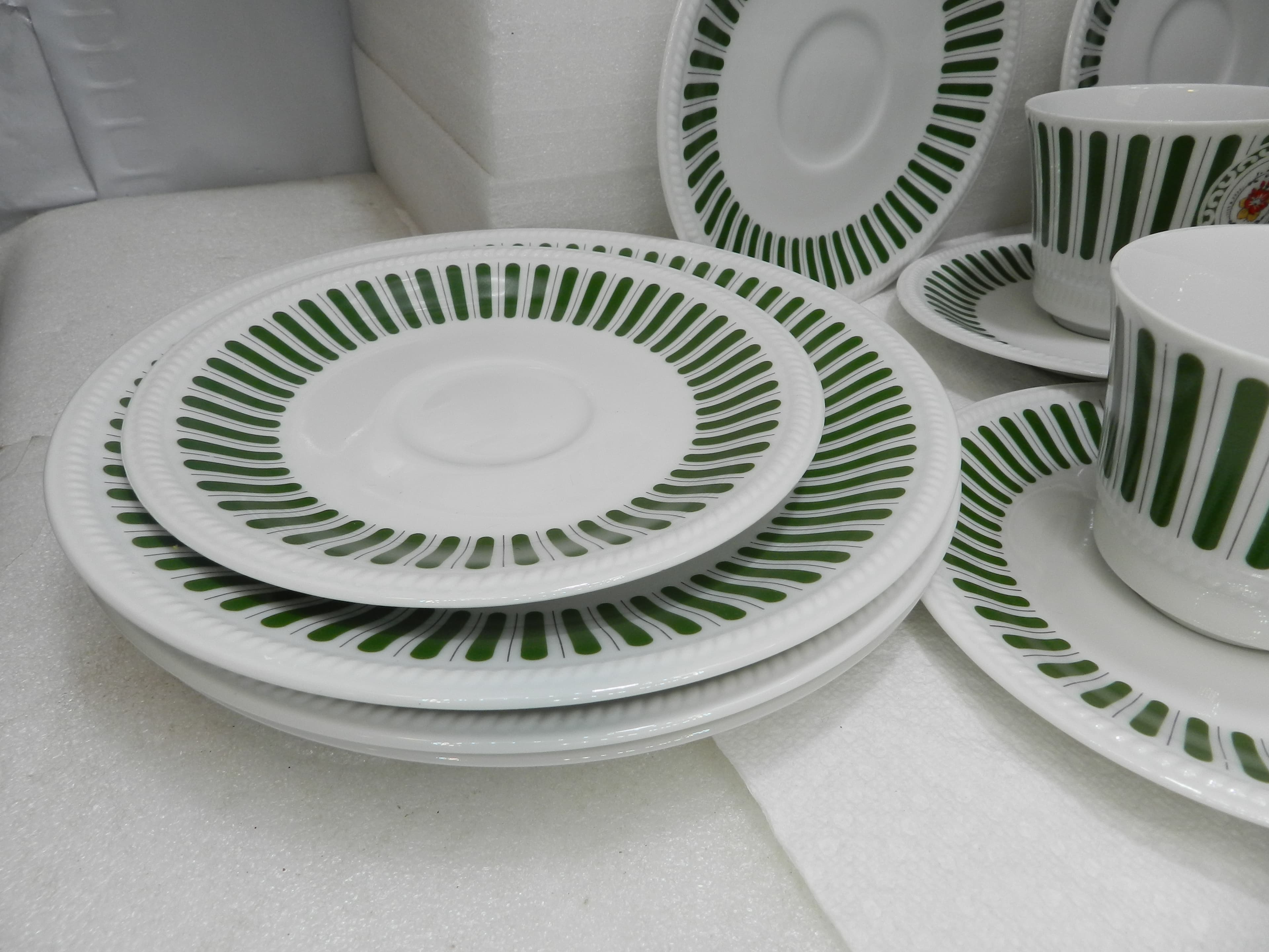 19PC VTG Vohenstrauss Johann Seltmann Porcelain Dinnerwear Floral & Stripes N46J - Thumbnail 4