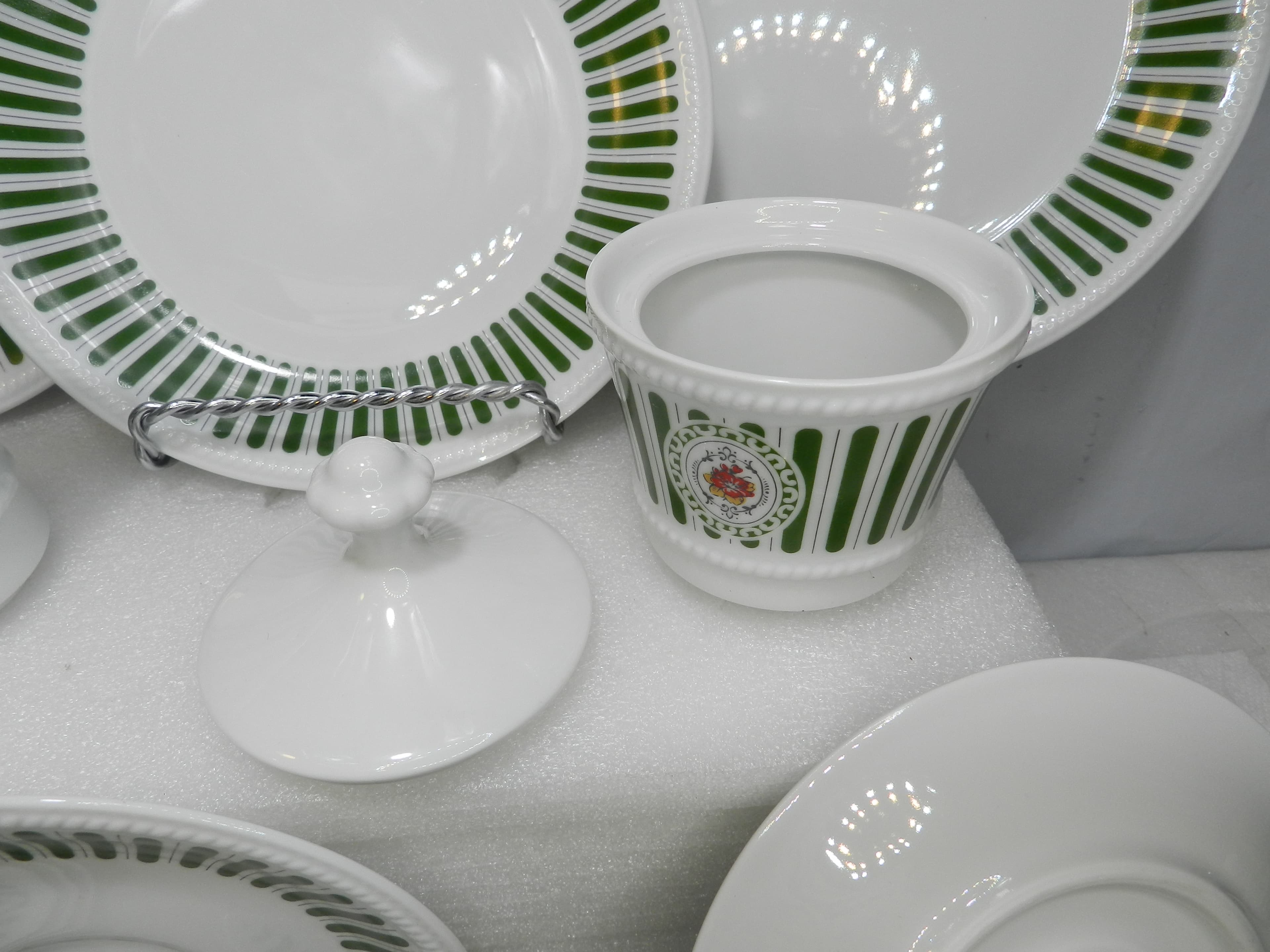 19PC VTG Vohenstrauss Johann Seltmann Porcelain Dinnerwear Floral & Stripes N46J - Thumbnail 5