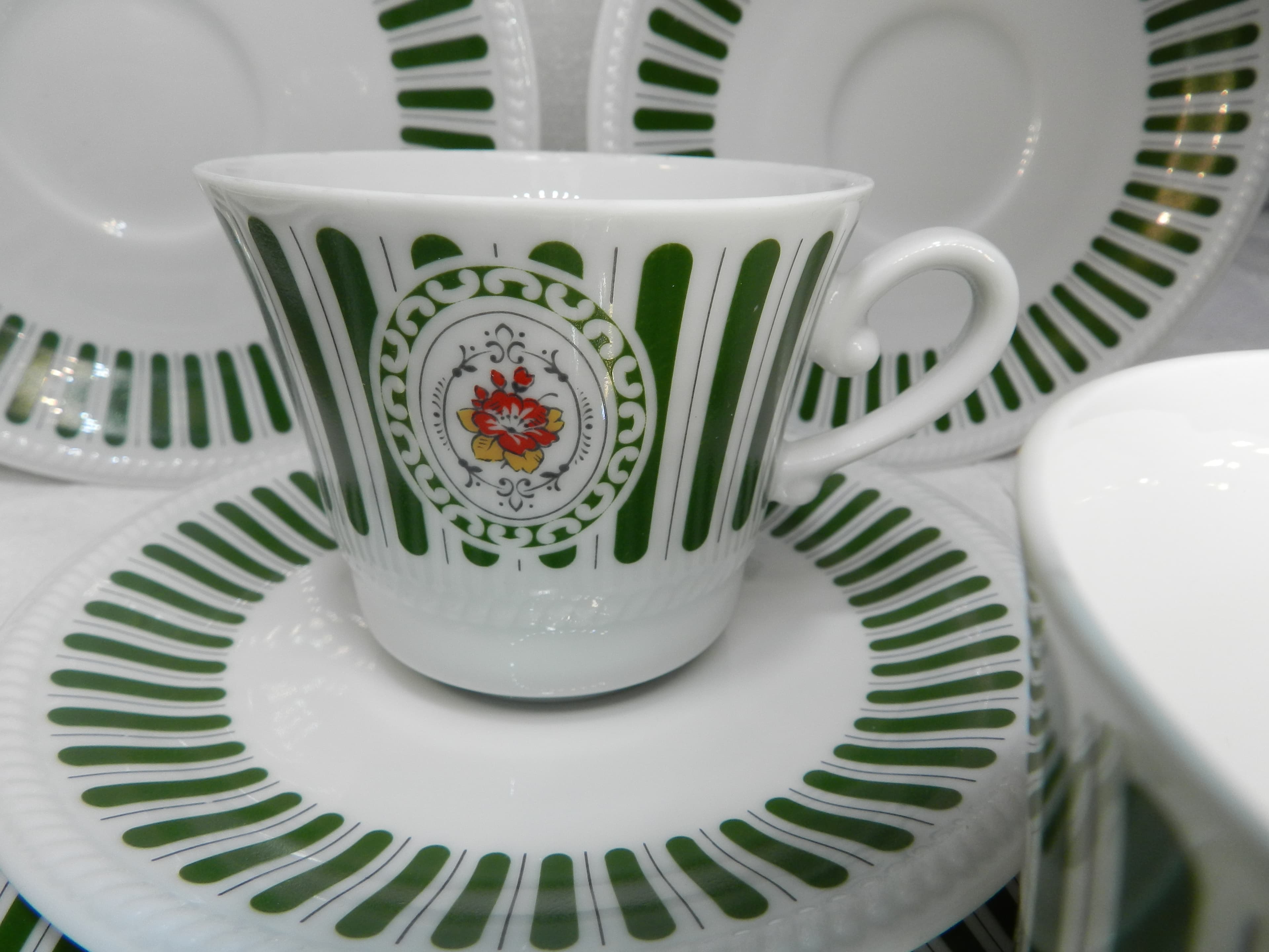 19PC VTG Vohenstrauss Johann Seltmann Porcelain Dinnerwear Floral & Stripes N46J - Thumbnail 6