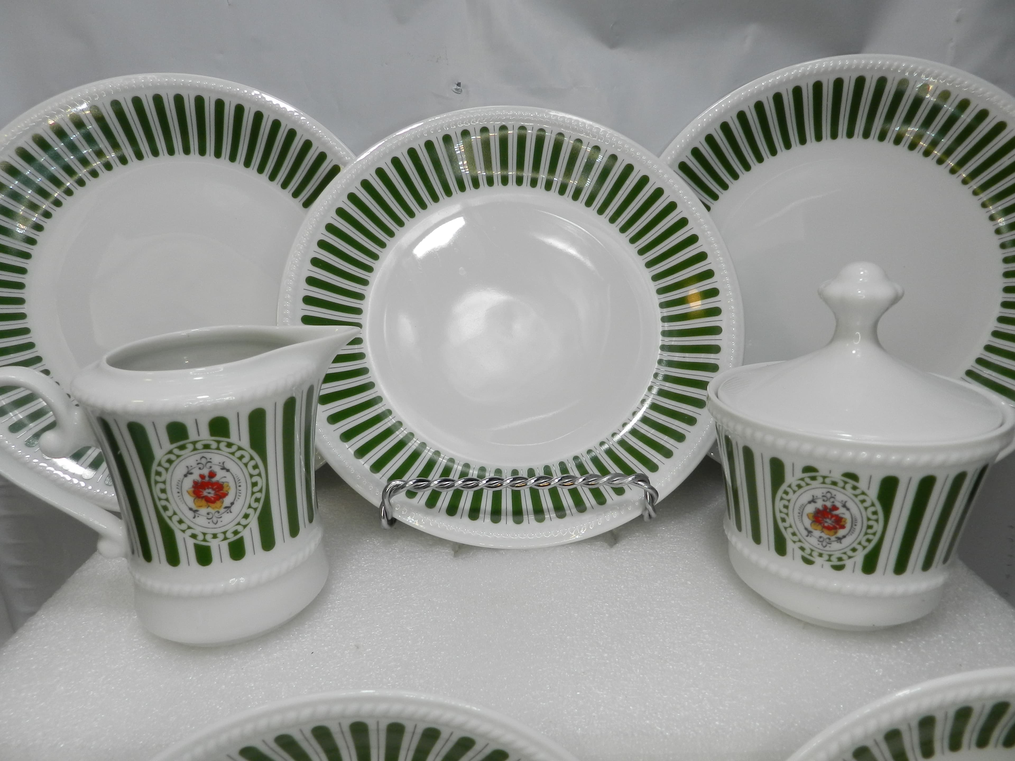19PC VTG Vohenstrauss Johann Seltmann Porcelain Dinnerwear Floral & Stripes N46J - Thumbnail 8