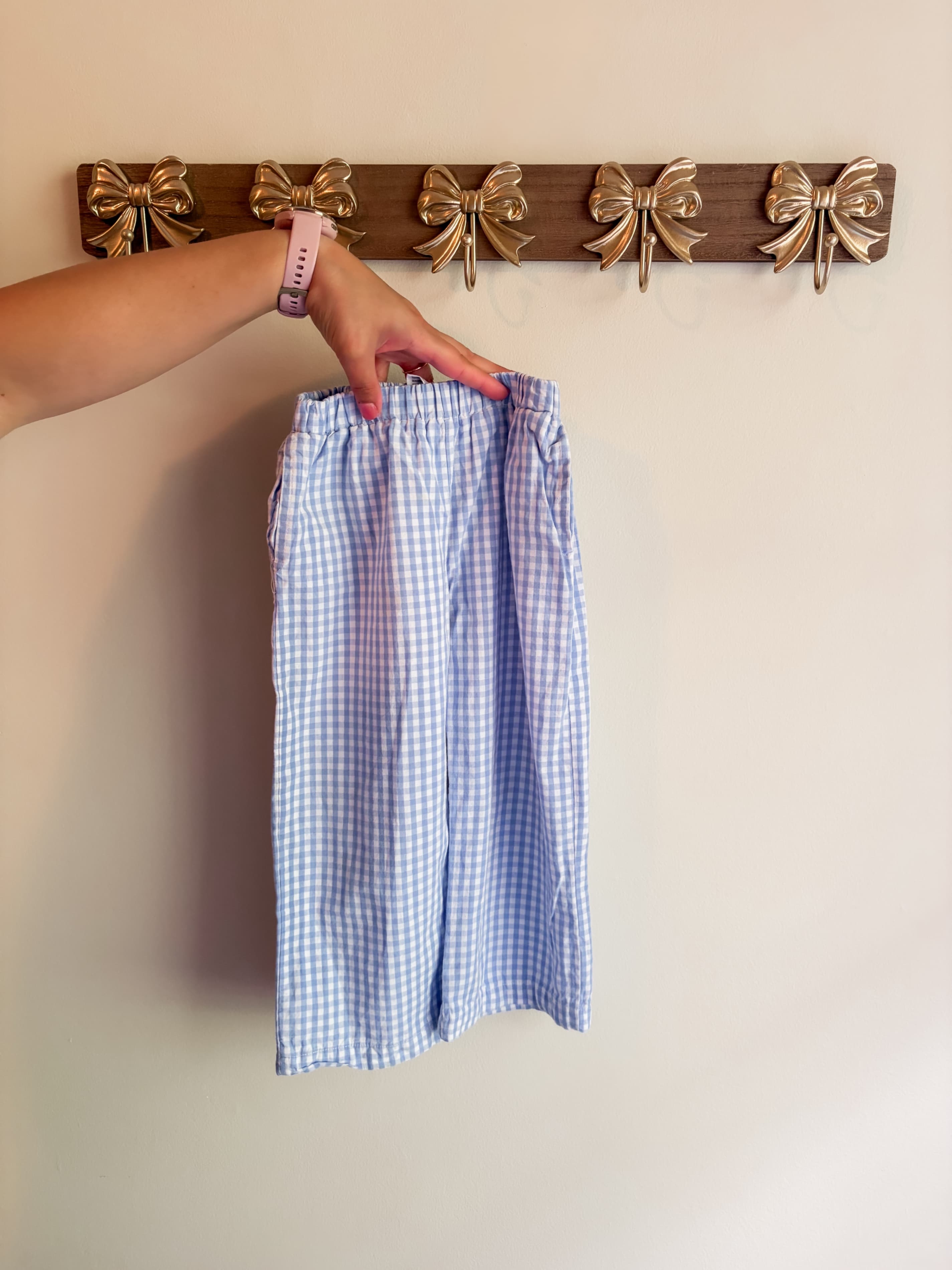 Love That Cotton Blue Gingham Kids Pants with Elastic Waist size 3T - Thumbnail 2