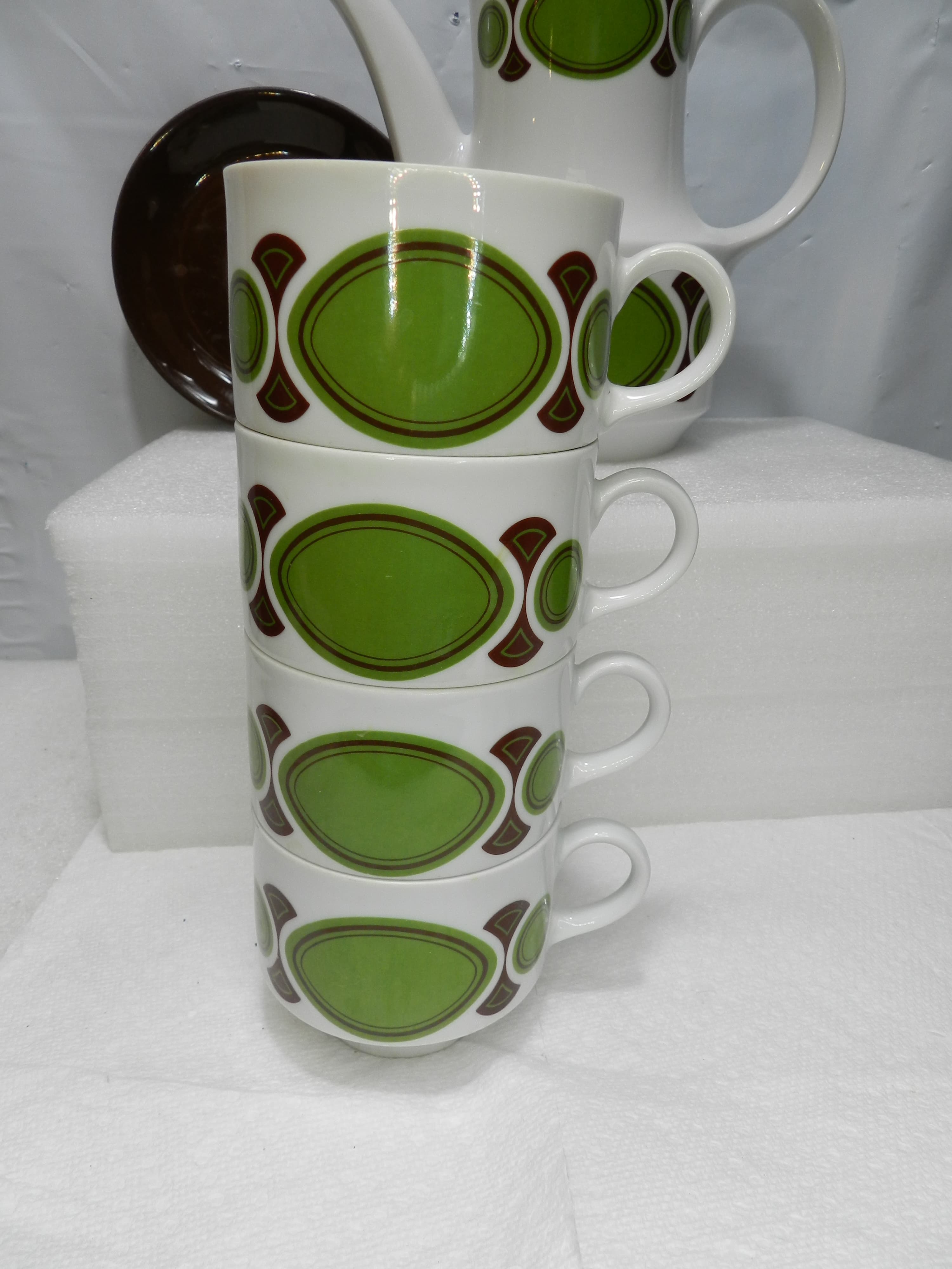 12PC Vintage Mitterteich Bavaria Retro Porcelain Coffee Pot Cup Saucers 70s N47J - Thumbnail 6