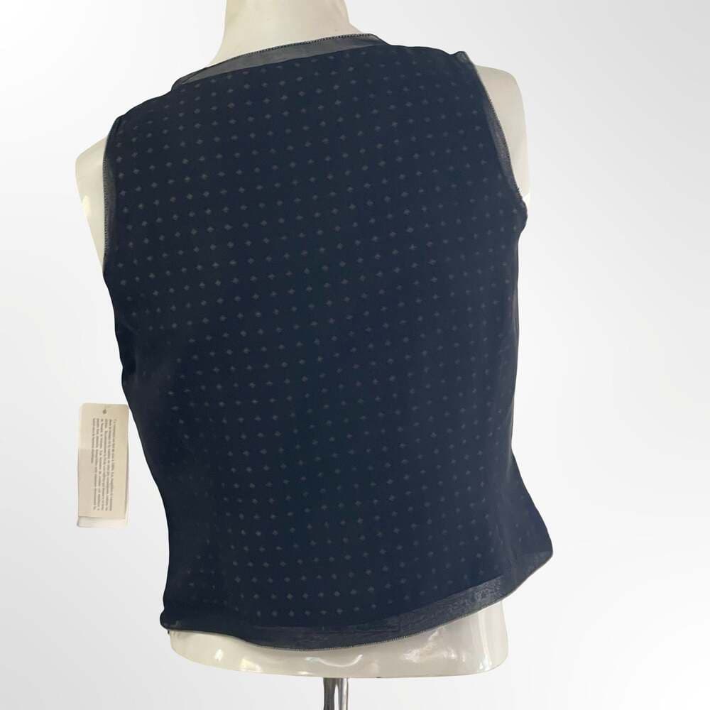 Calvin Klein Petites Black Silk Geometric Print V-Neck Sleeveless Top - Thumbnail 2