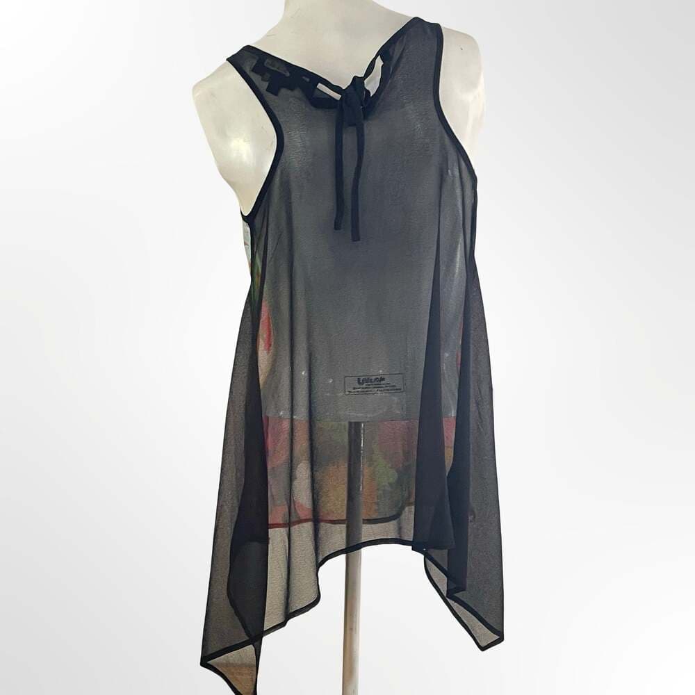 Jeans by Buffalo Floral Sheer Mesh Overlay Sharkbite Hem Tank Top - Thumbnail 3
